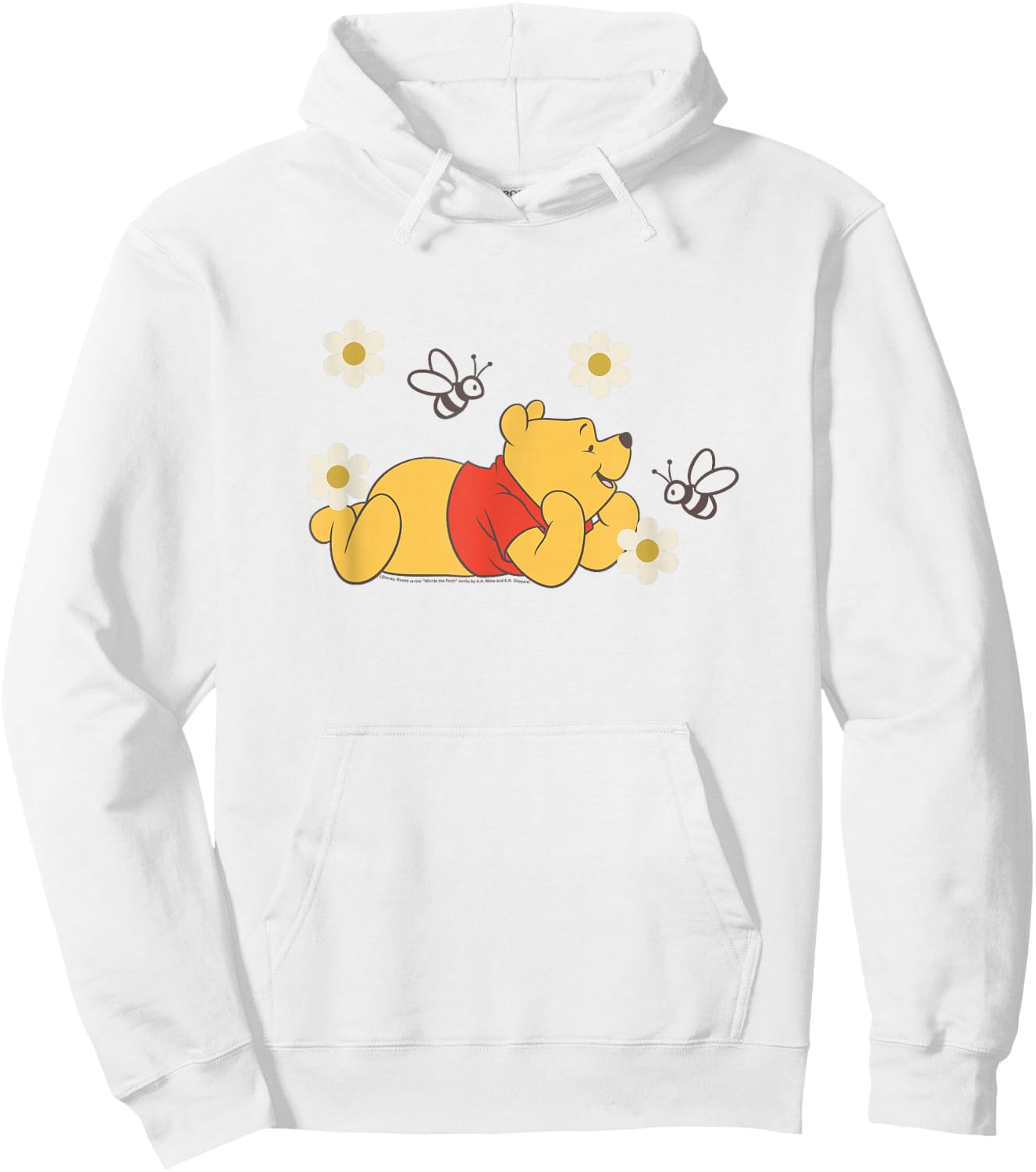 Disney Winnie The Pooh in Nature with Bees Floral Portrait Hoodie - Hoodie | White
