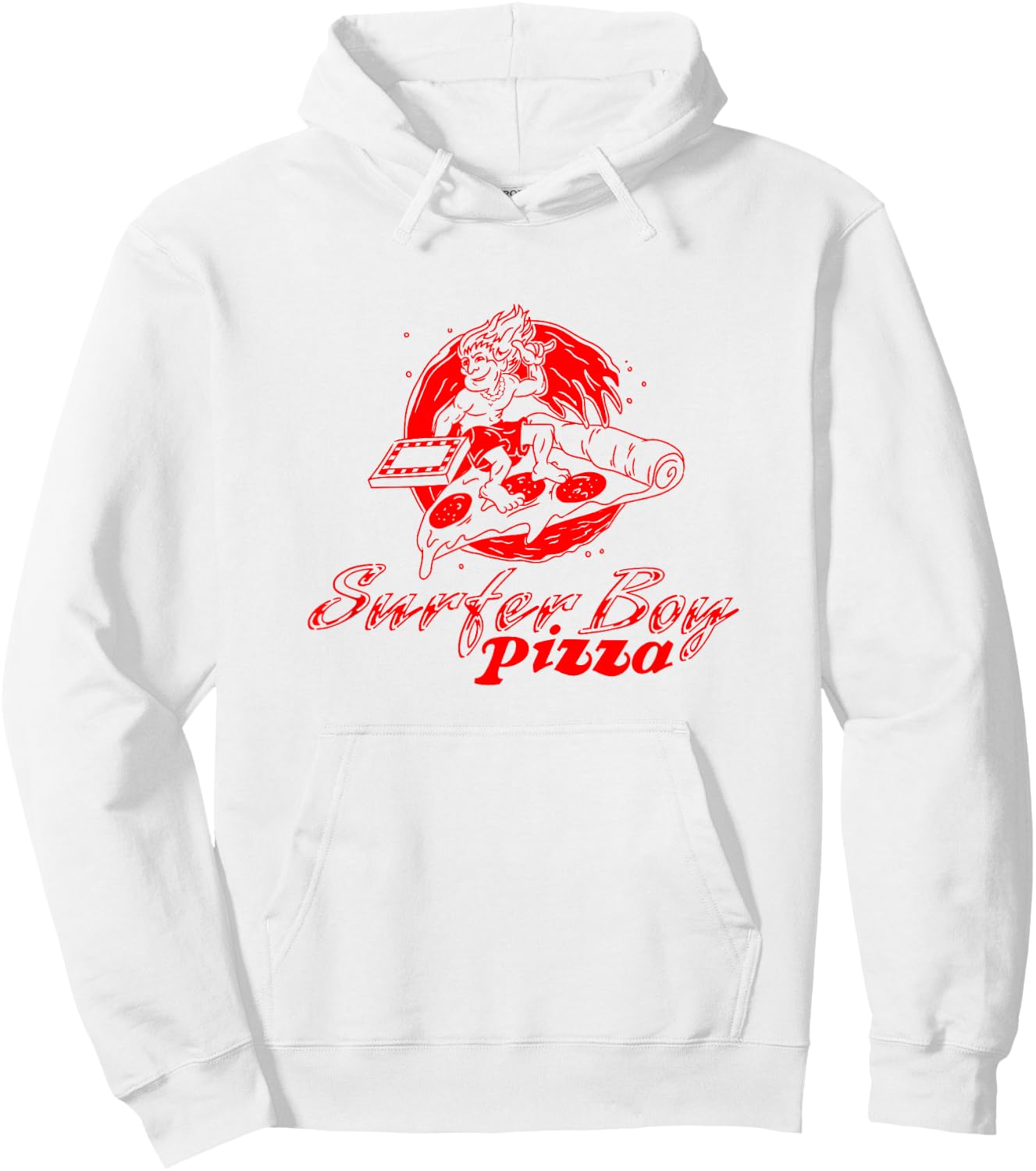 Stranger Things Surfer Boy Pizza Retro Outline Logo Hoodie - Hoodie | White