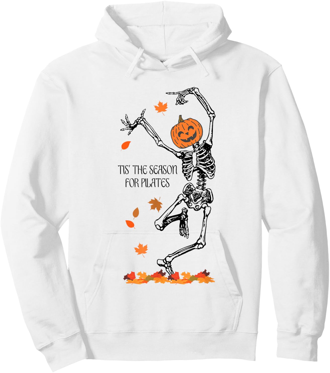 Skeleton Tis The Season For Pilates Meditation Halloween Hoodie - Hoodie | White