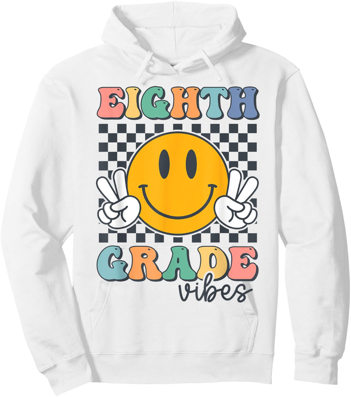 Eighth Grade Vibes Retro Smile Back To School 8th Grade Team Hoodie - Hoodie | White