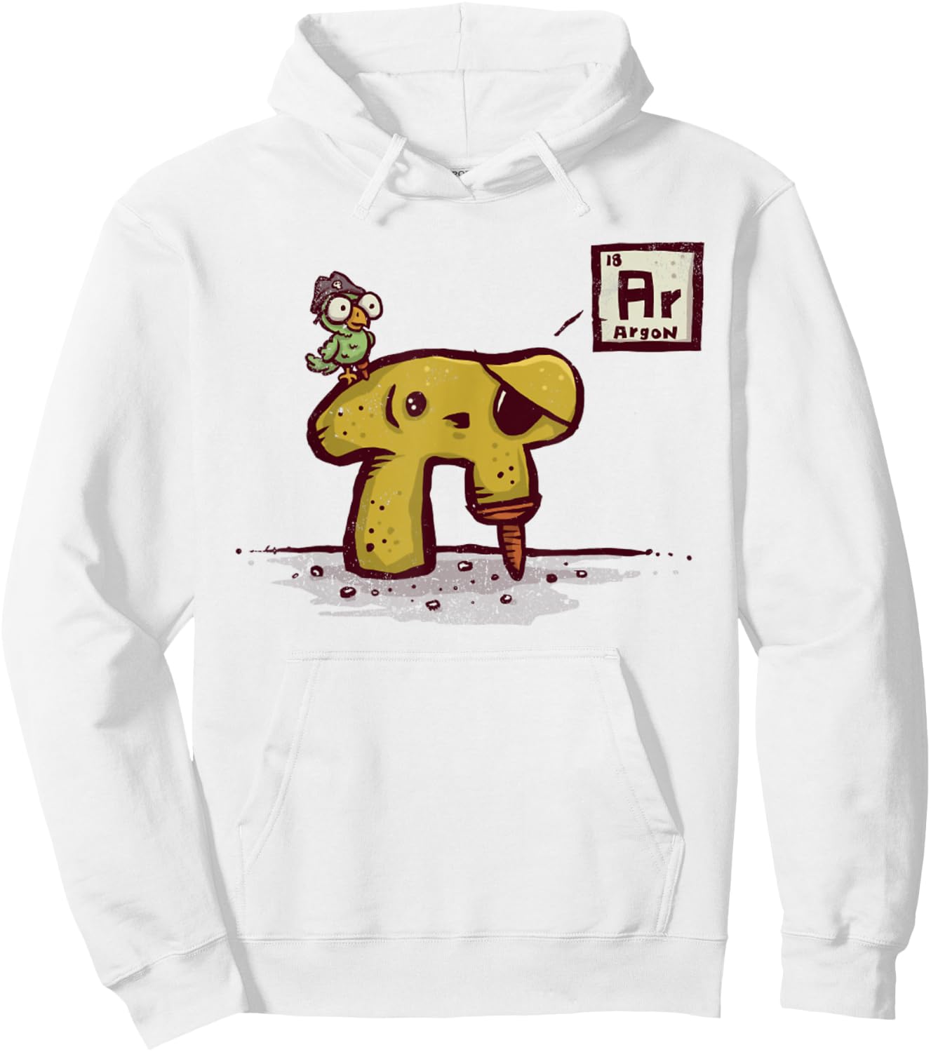 Nerdy Pi Rate Vintage Pirate Bird Periodic Table Math Joke Hoodie - Hoodie | White
