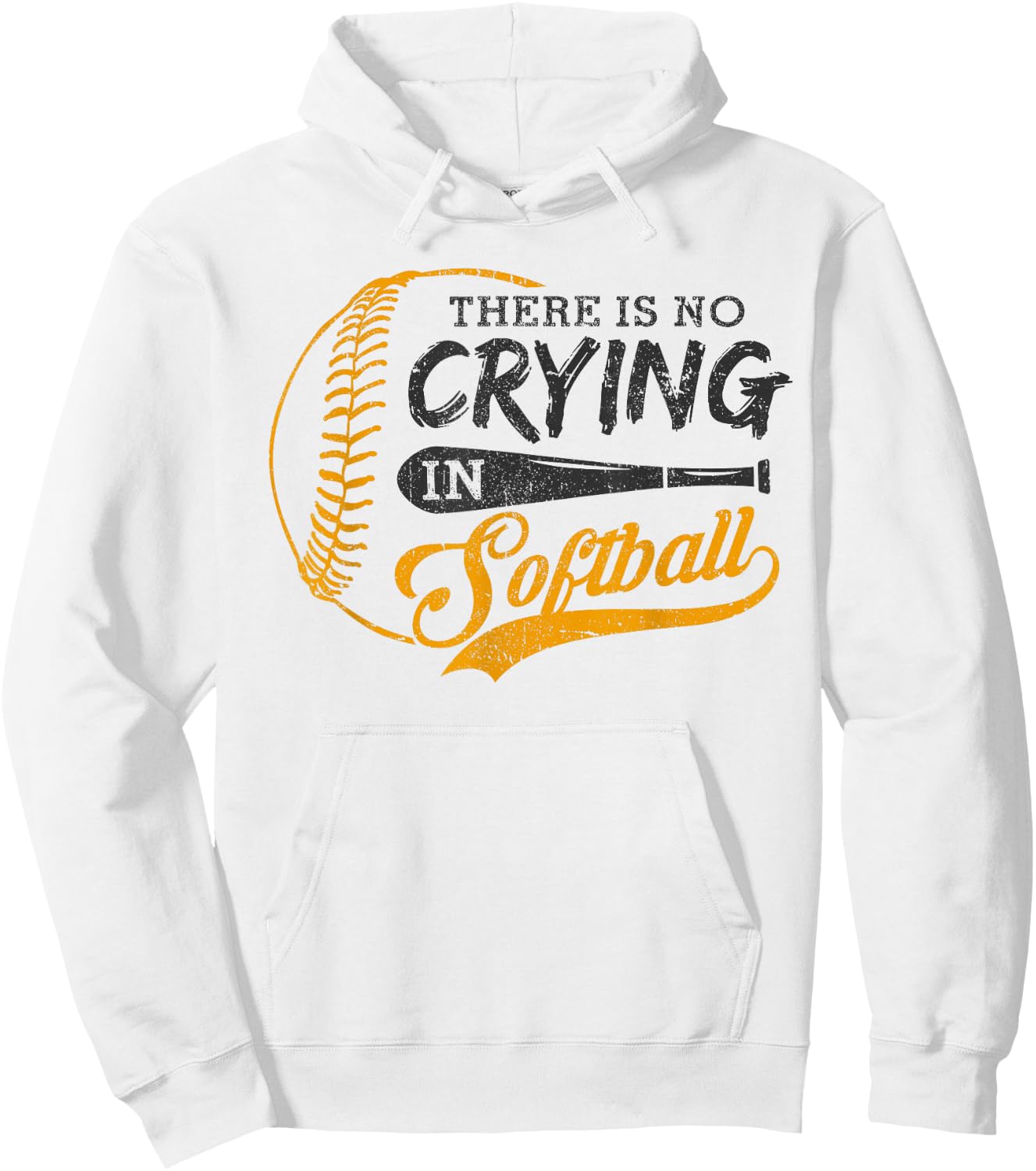 Vintage There Is No Crying In Softball Sports Funny Softball Hoodie - Hoodie | White