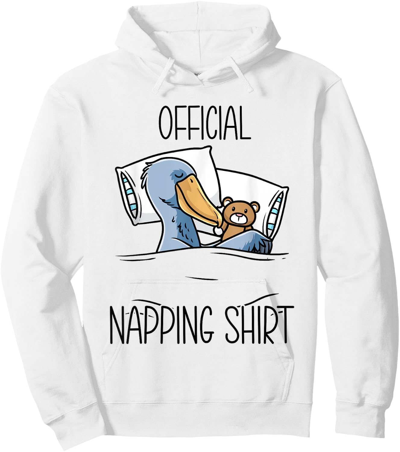 Sleeping Shoebill Bird Hoe-billed Stork With Stuffed Animal Hoodie - Hoodie | White