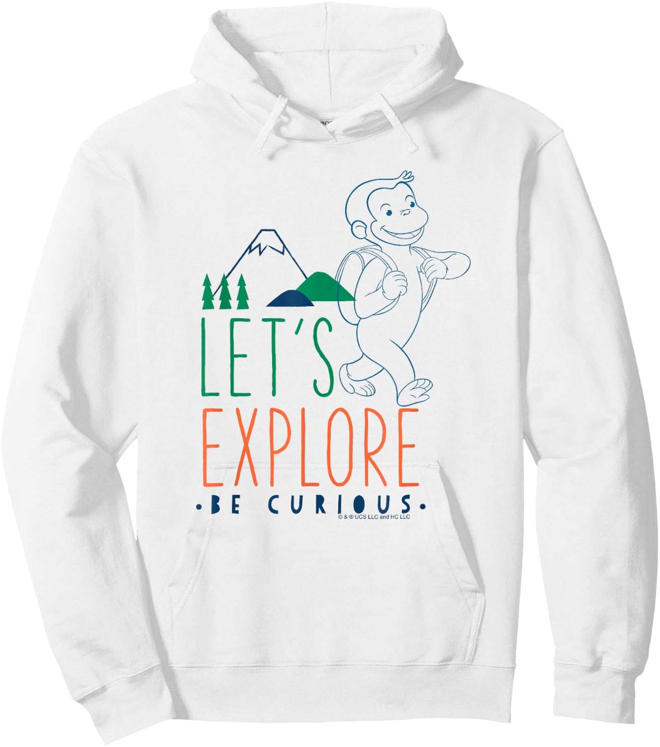 Curious George Let's Explore George Hiking Poster Hoodie - Hoodie | White