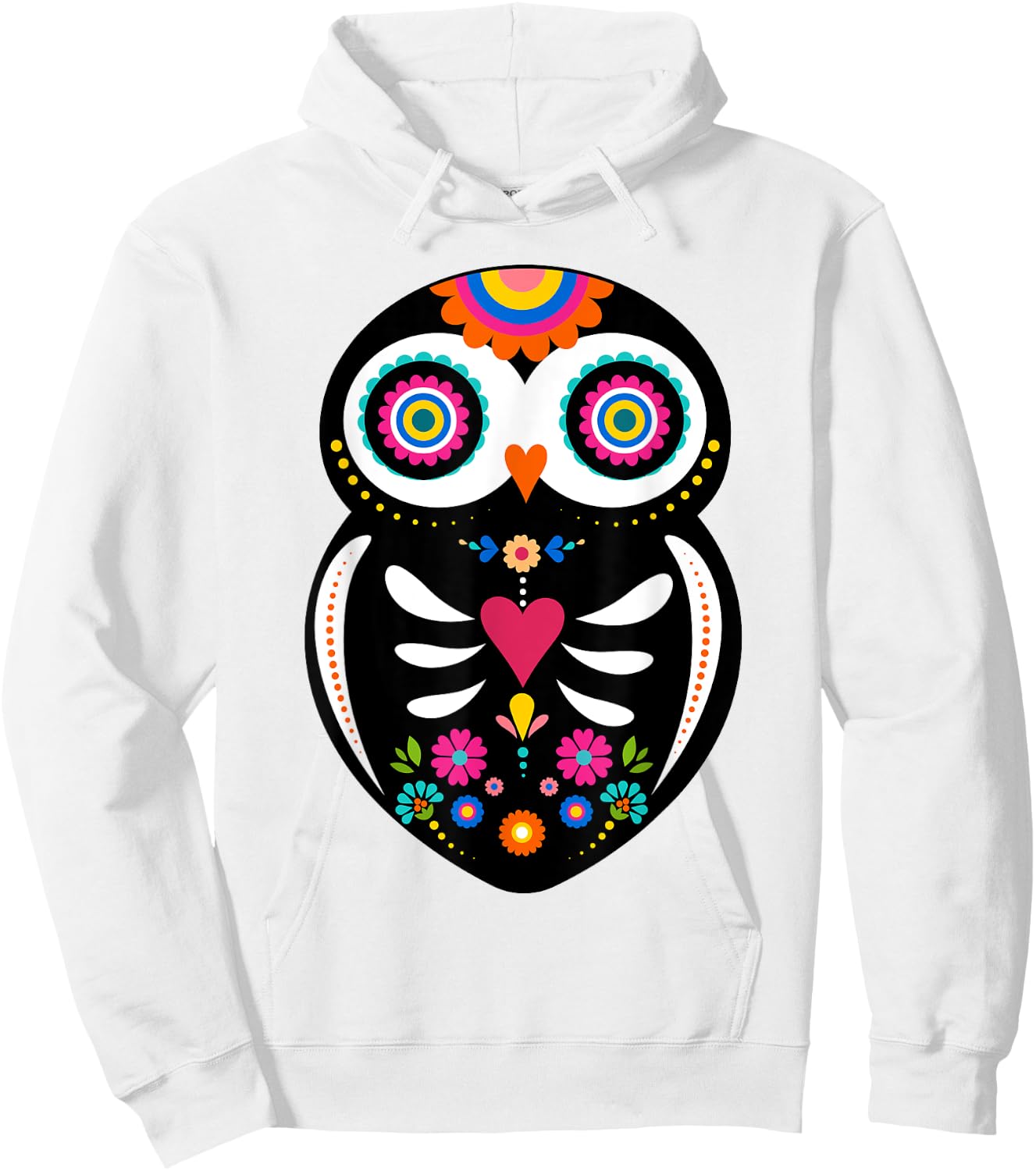 Dia de los Muertos Night Owl Sugar Skull Mexican Halloween Hoodie - Hoodie | White