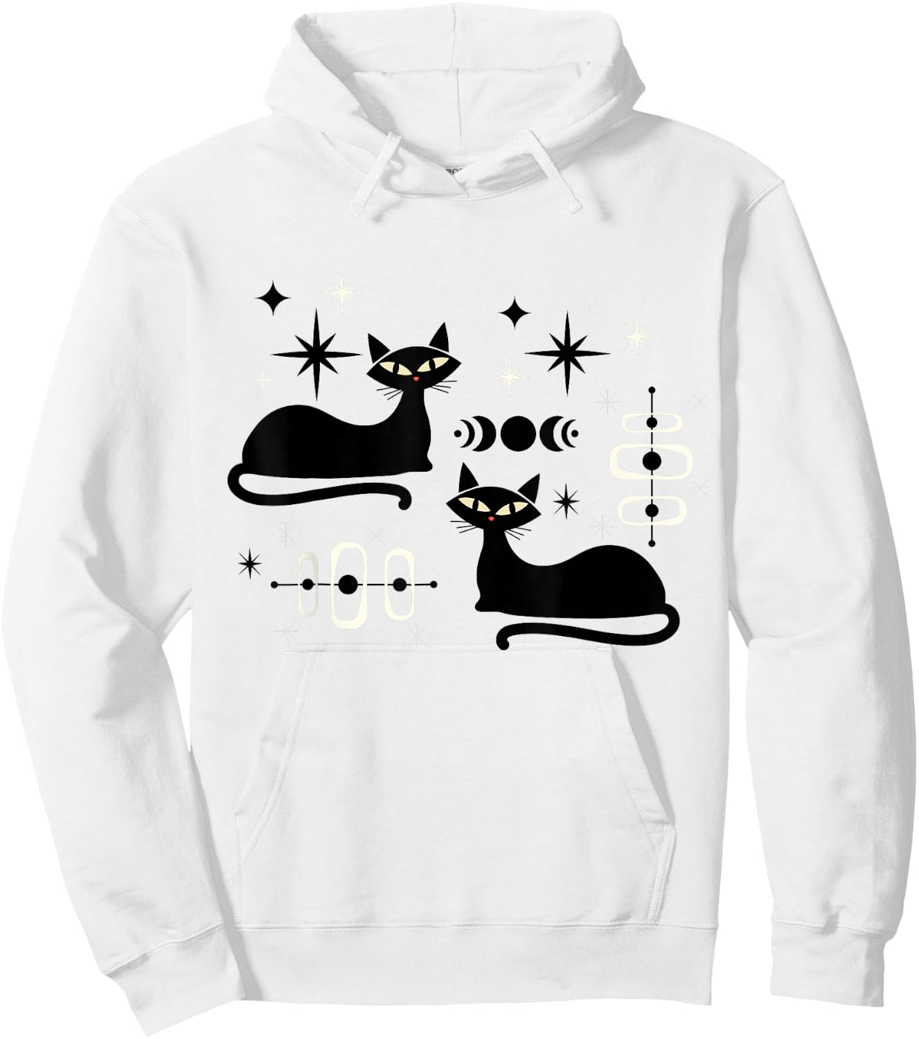 Midcentury Mid Century Cat Retro Atomic Age Space Modern Hoodie - Hoodie | White