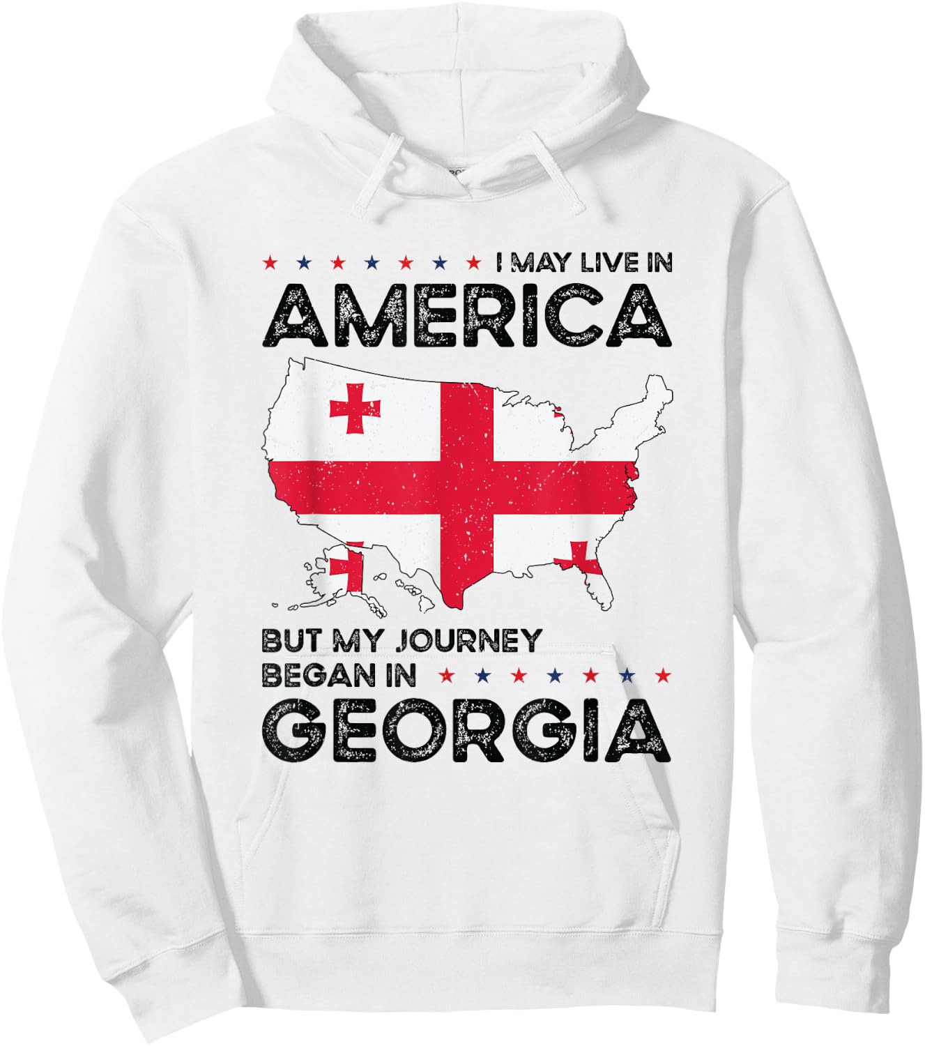 Georgian American Patriot USA Grown Georgia US Flag Hoodie - Hoodie | White