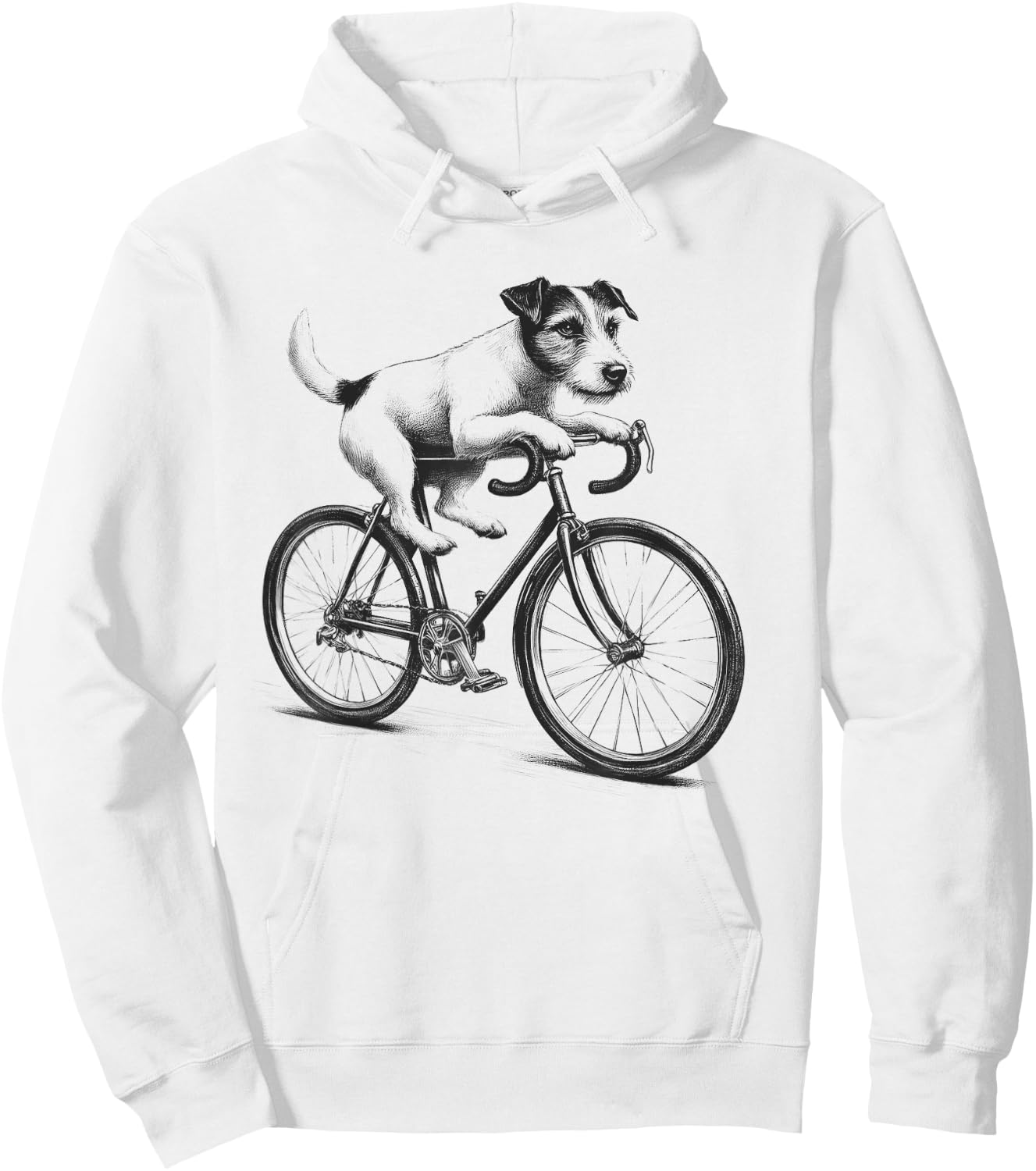 Jack Russell Terrier Dog Riding a Bike Bicycle Biker Cycling Hoodie - Hoodie | White