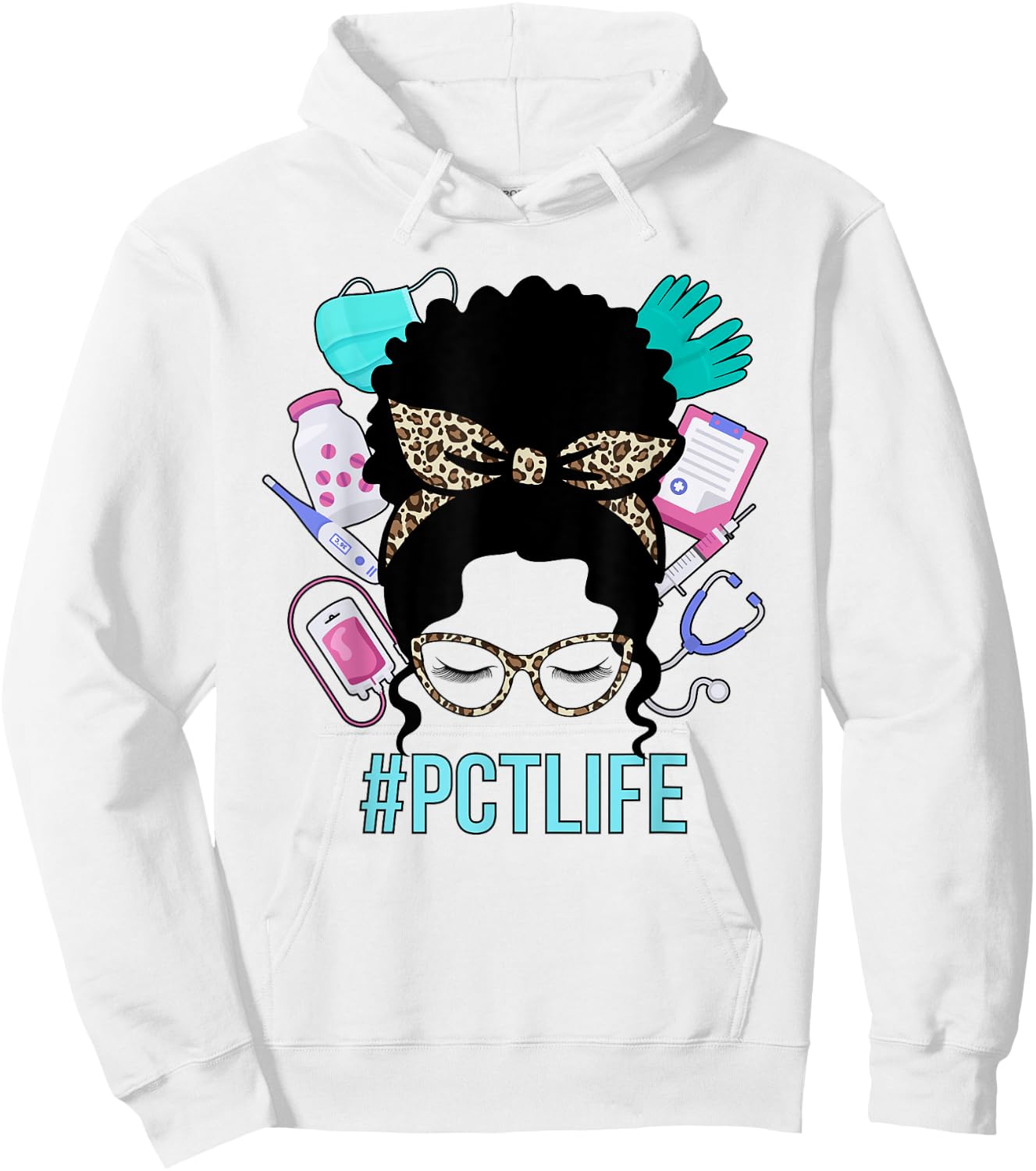 Black PCT Life Patient Care Tech Patient Care Technician Hoodie - Hoodie | White