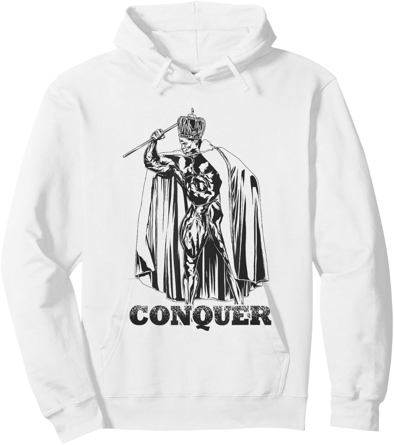 Bodybuilding Gym Workout Lift Motivational Gifts Conquer, Ronnie Coleman Mr. Olympia -Adults Grey Small Classic Fit Short Sleeve Hoodie - Hoodie | White