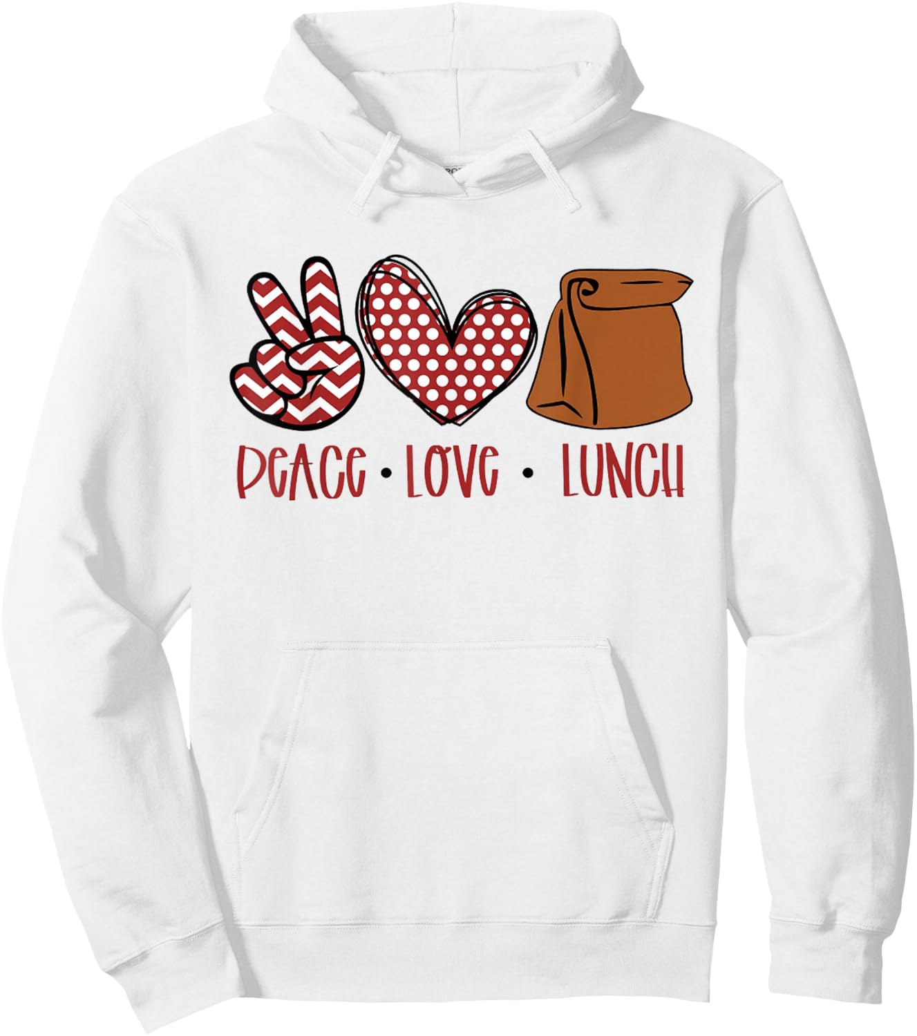 Lunch Lady Peace Love Lunch Peace Heart Sign Women Men Kid Hoodie - Hoodie | White
