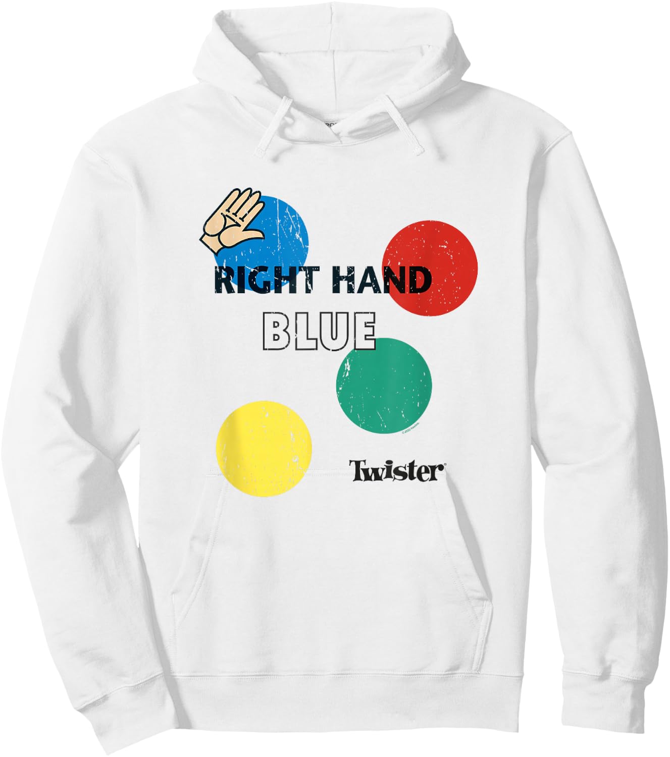 Twister Vintage Retro Distressed Right Hand Blue Game Logo Hoodie - Hoodie | White