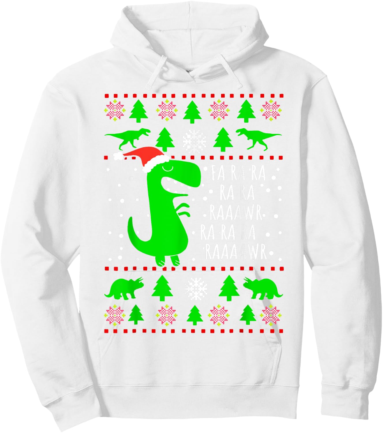 Dinosaur Ugly Christmas Sweater Fa Ra Rawr Family Kids Boys Hoodie - Hoodie | White