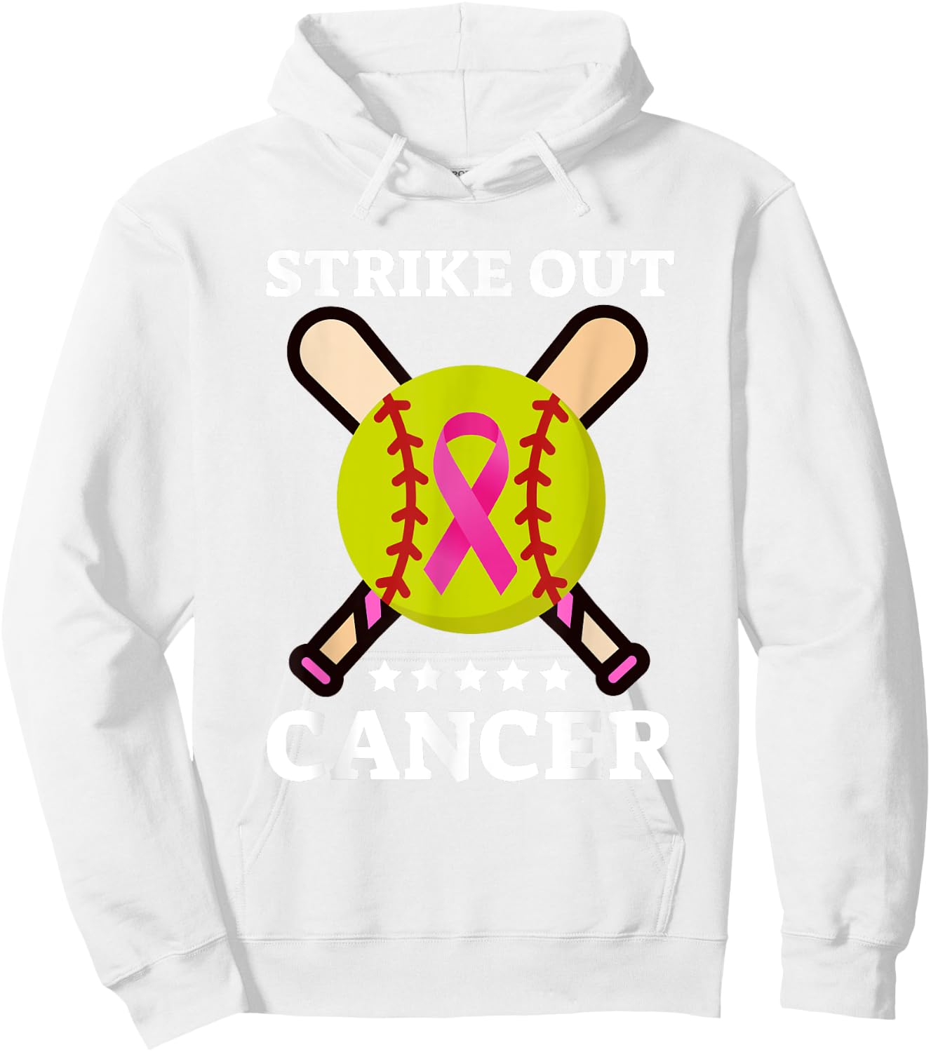 Strike Out Breast Cancer Awareness Day Pink Ribbon Softball Hoodie - Hoodie | White