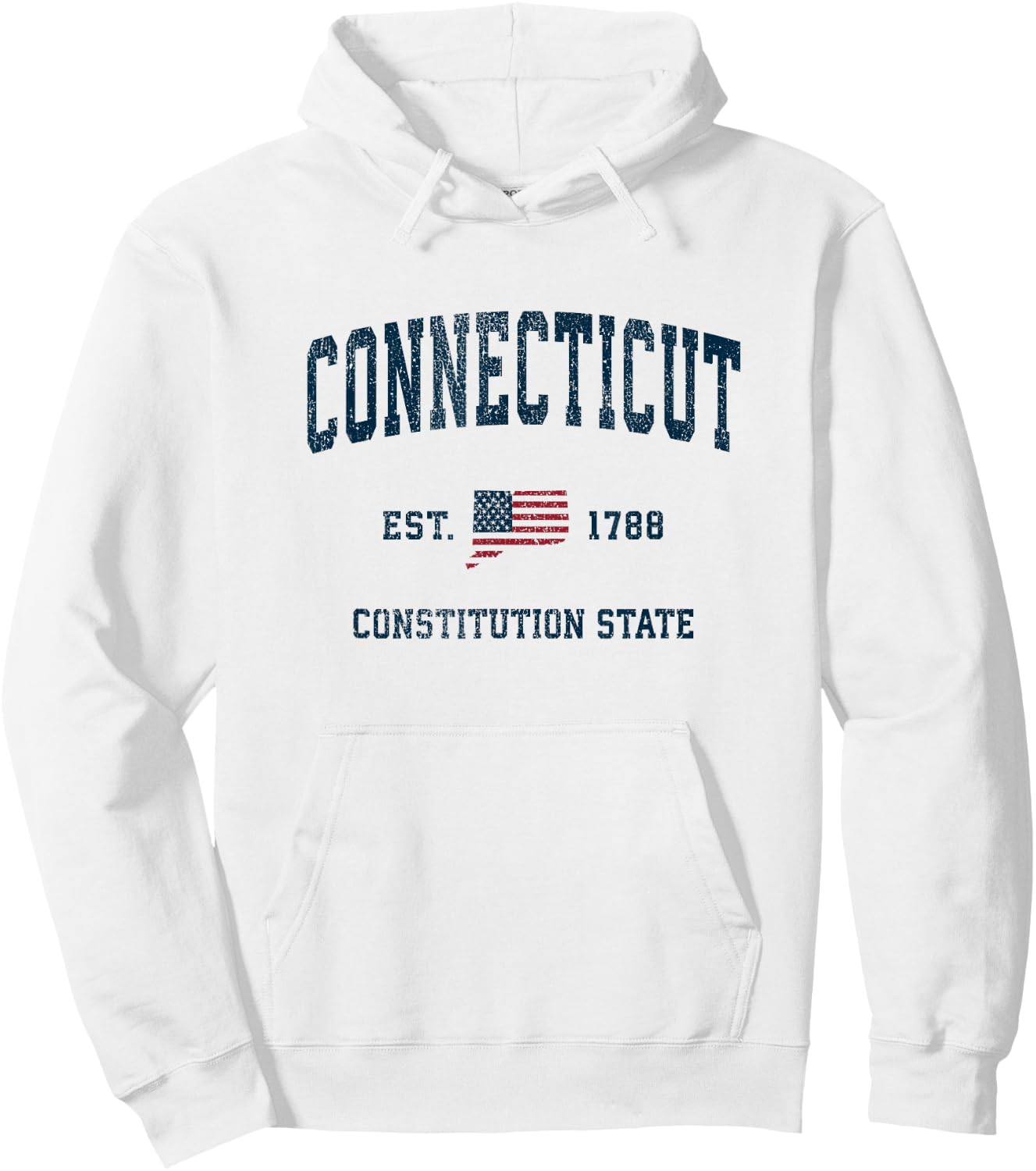 Connecticut Vintage American Flag USA Sports Design Hoodie - Hoodie | White