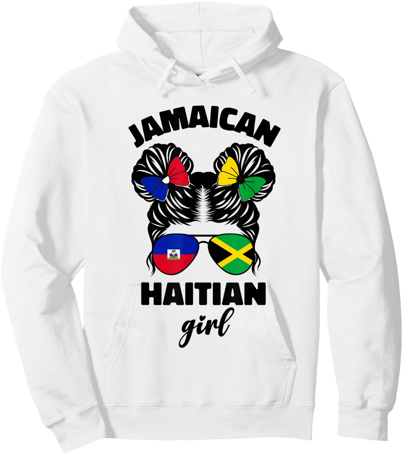 Half Jamaican Haitian Jamaica Flag Haiti Ayiti Kids Girls Hoodie - Hoodie | White