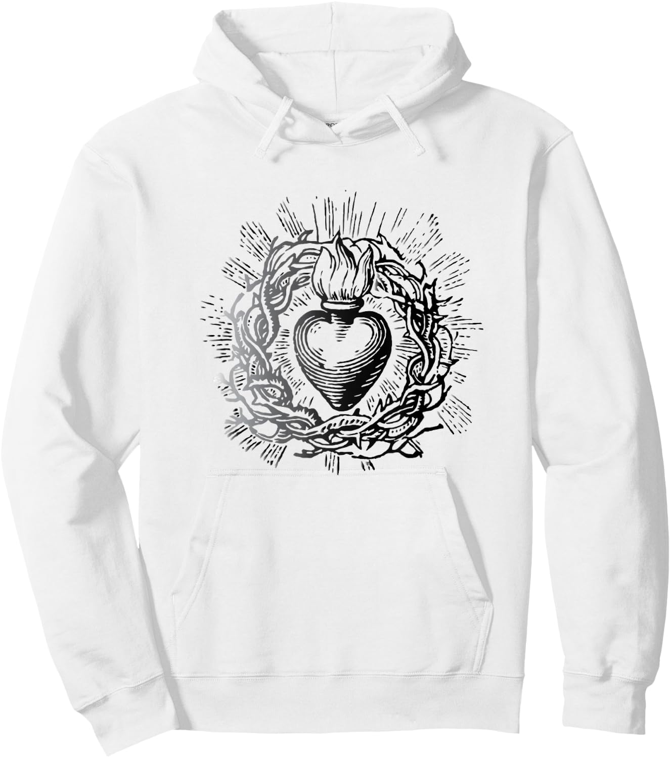 Traditional Sacred Heart of Jesus Hoodie - Hoodie | White