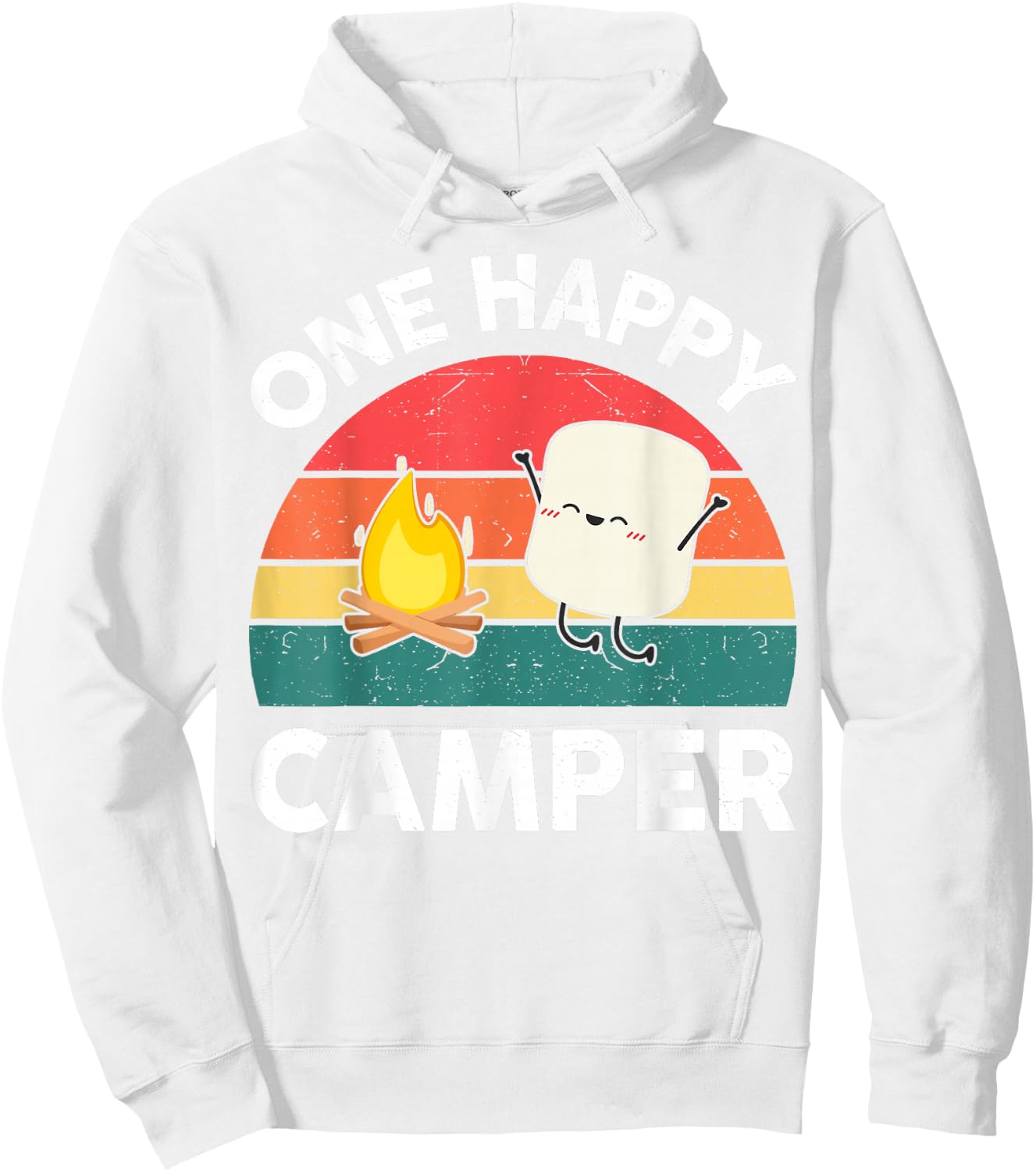 Kids One Happy Camper Toddler Boy Funny Marshmallow Camping Hoodie - Hoodie | White
