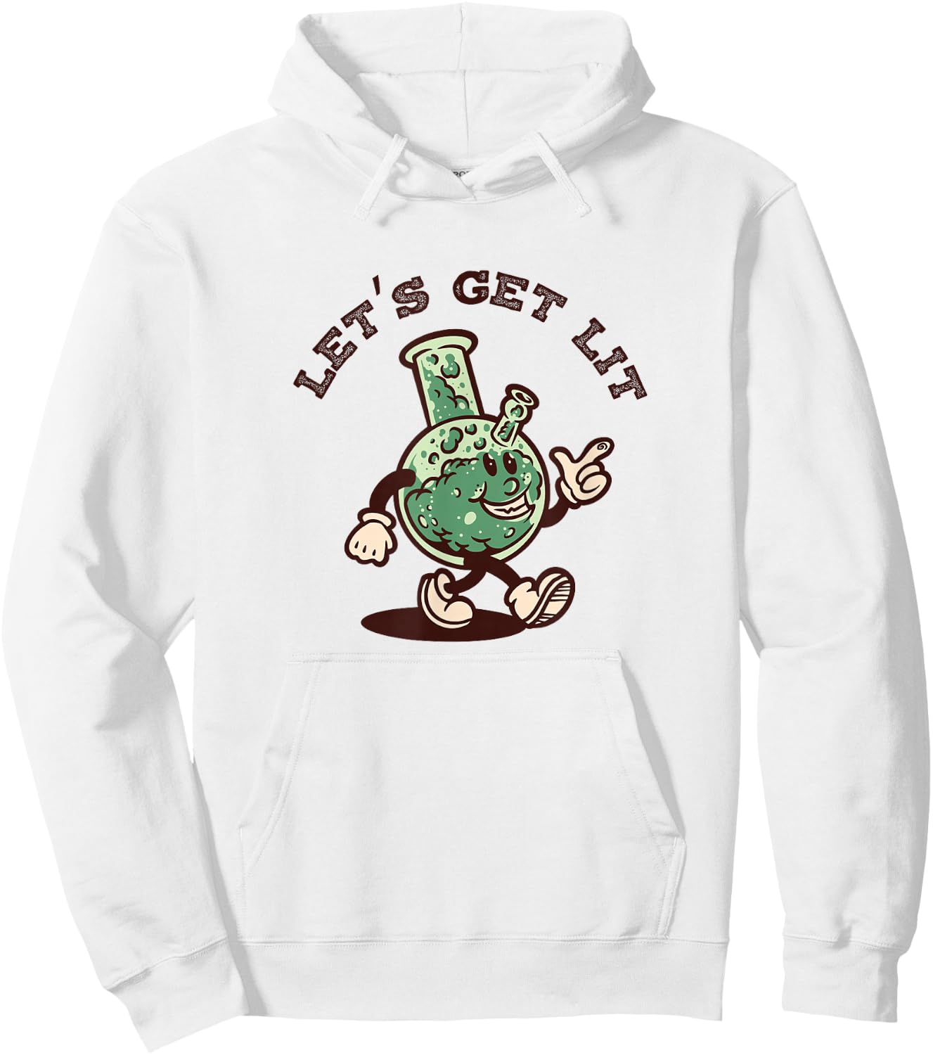 Let's Get Lit - Retro Vintage Cartoon Bong Hoodie - Hoodie | White