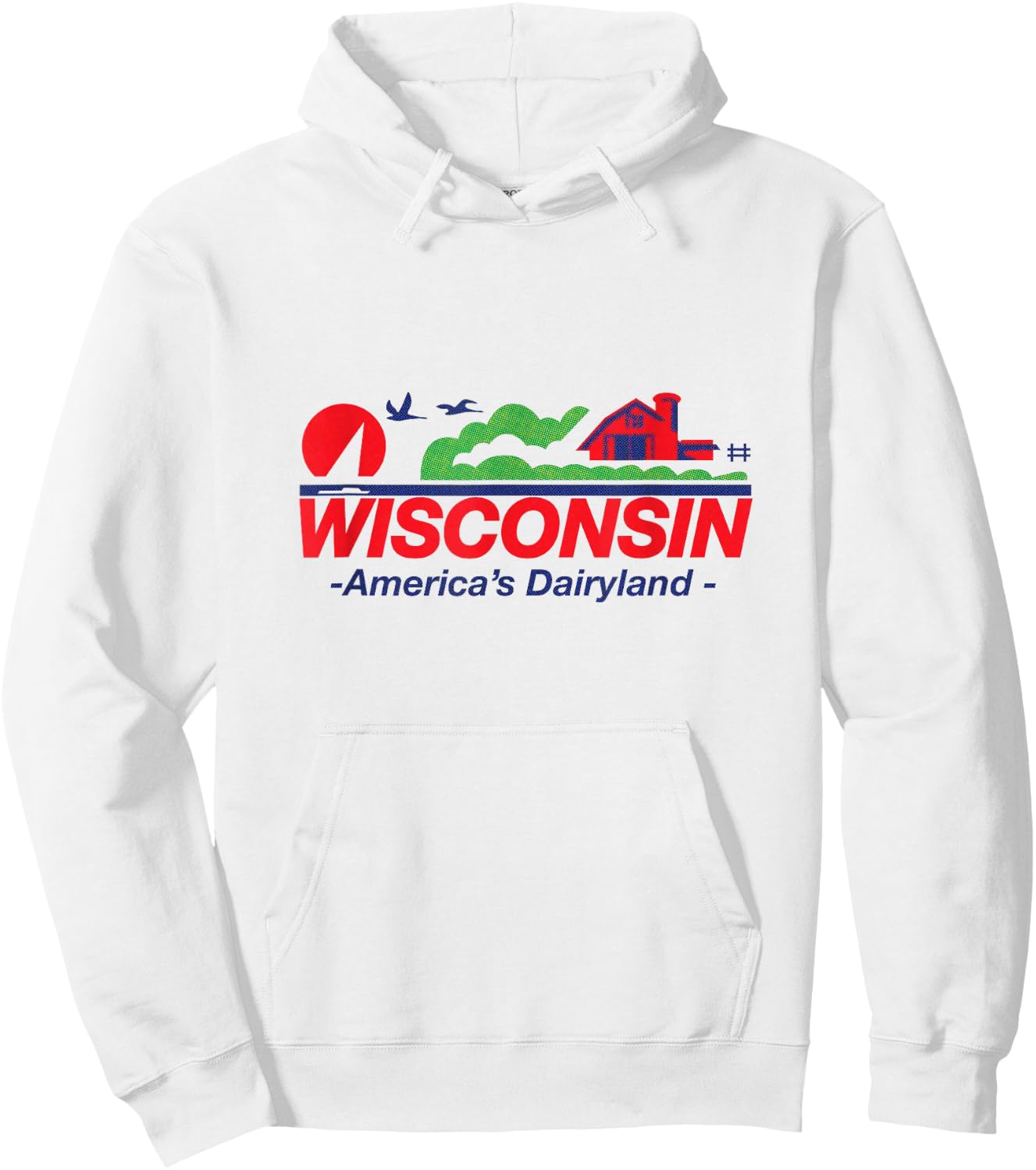 Wisconsin License Plate America's Dairyland Halftone Retro Hoodie - Hoodie | White