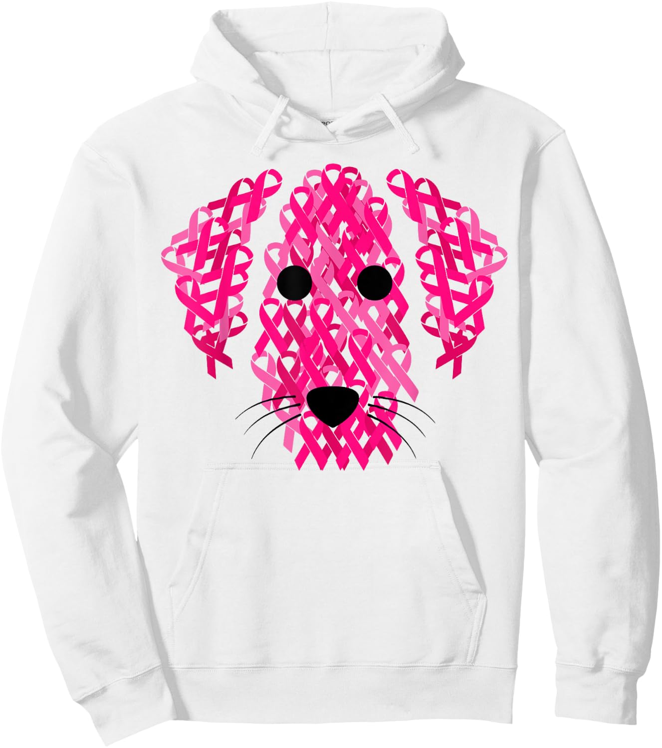 Dog Pink Ribbon Breast Cancer Awarenesss Hoodie - Hoodie | White