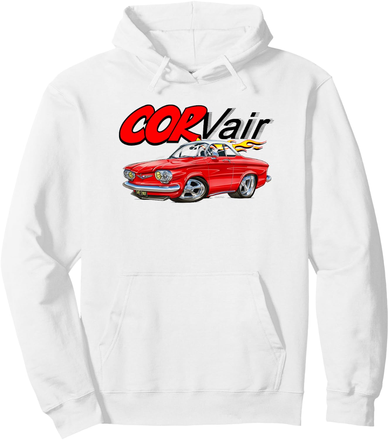 Corvair Cartoon 1960 Monza Coupe Drawing Hoodie - Hoodie | White