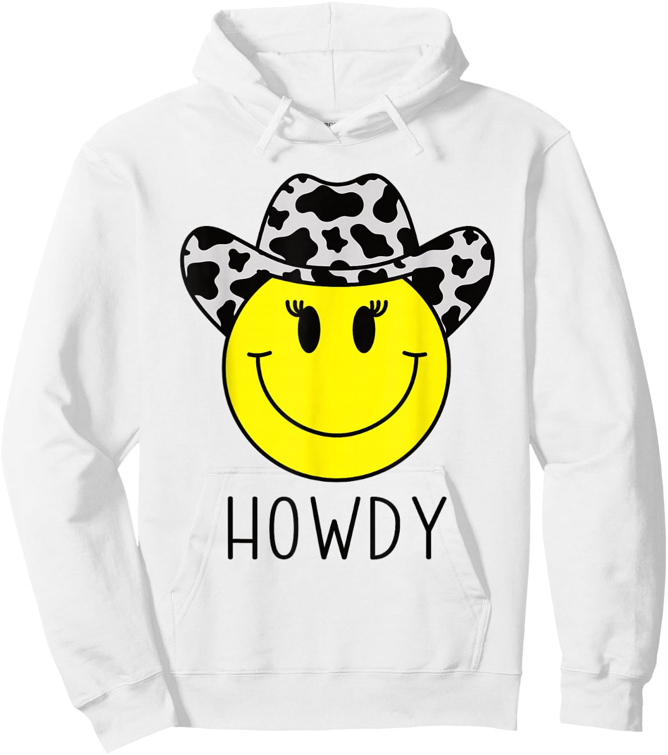 Cute Howdy Western Yellow Happy Smiling Smile Face Cowgirl Hoodie - Hoodie | White