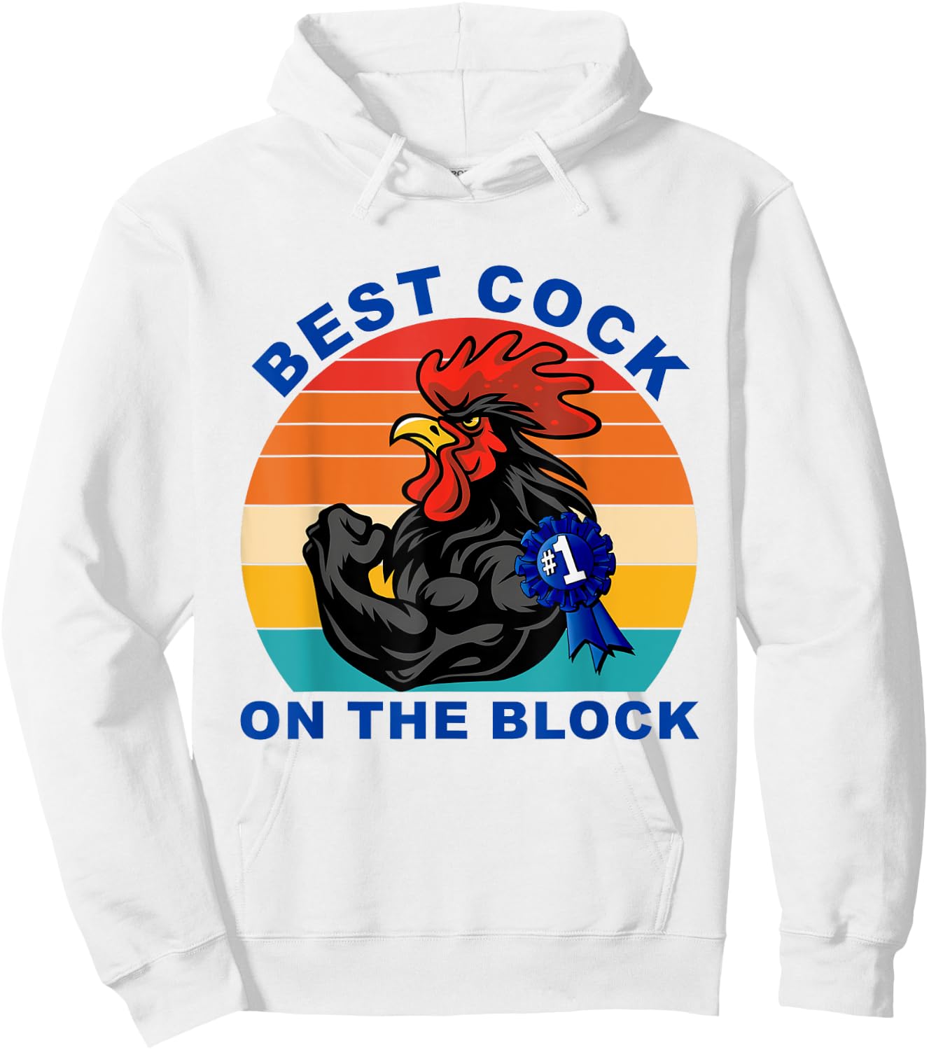 Best Cock On The Block Chicken Vintage Quote Hoodie - Hoodie | White