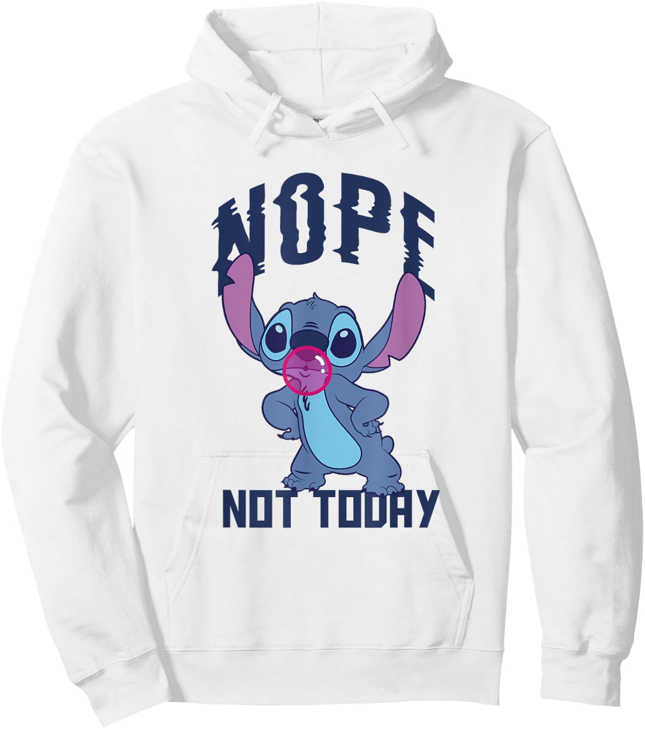 Disney Lilo & Stitch Nope Not Today Sassy Pose Chest Logo Hoodie - Hoodie | White
