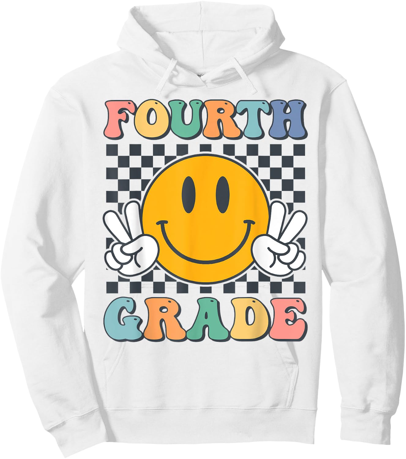 Fourth Grade Team Teachers Boys Girls Retro Smile 4th Grade Hoodie - Hoodie | White