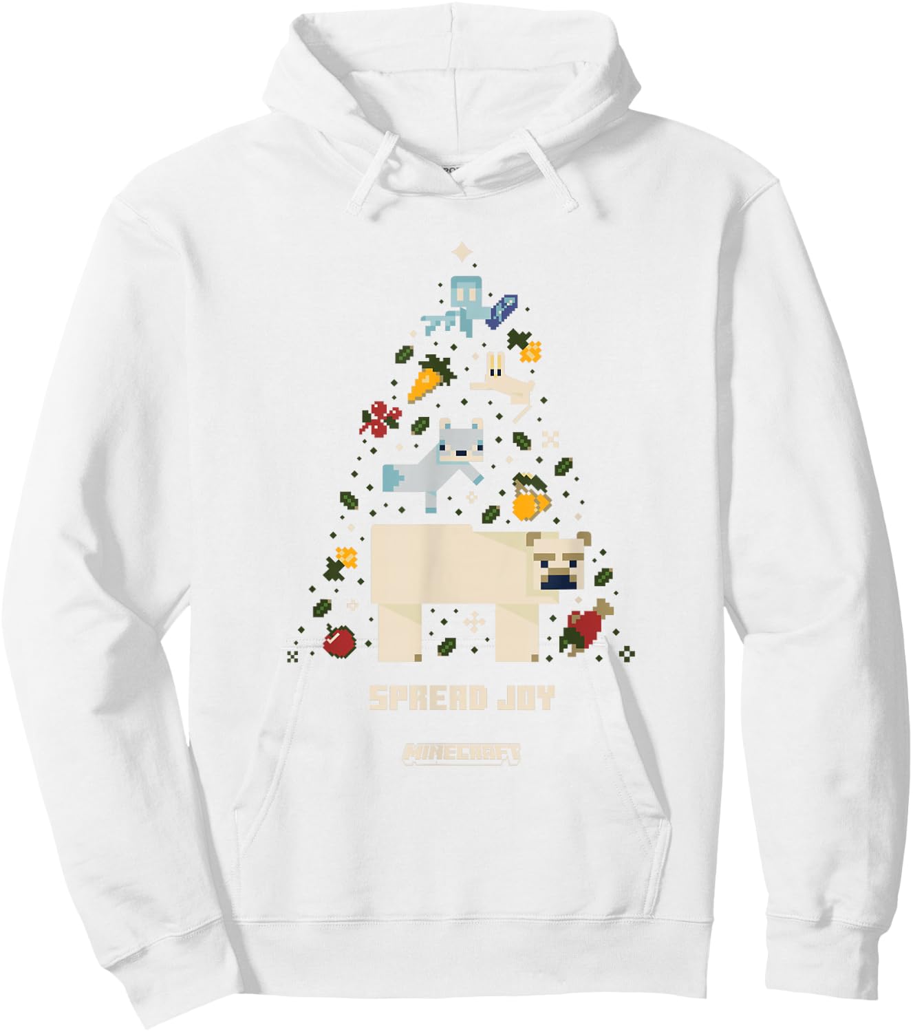 Minecraft Christmas Spread Joy Xmas Tree Group Shot Hoodie - Hoodie | White