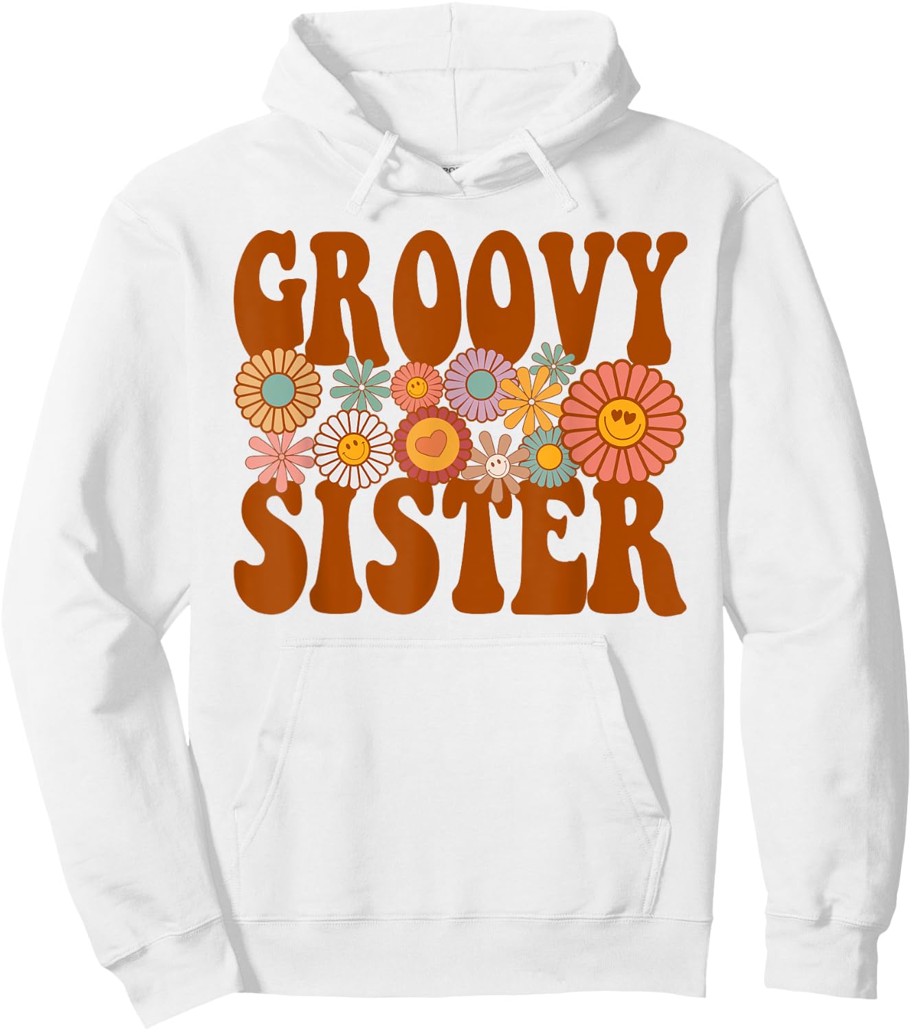 Retro Groovy Sister Matching Family 1st Birthday Party Hoodie - Hoodie | White