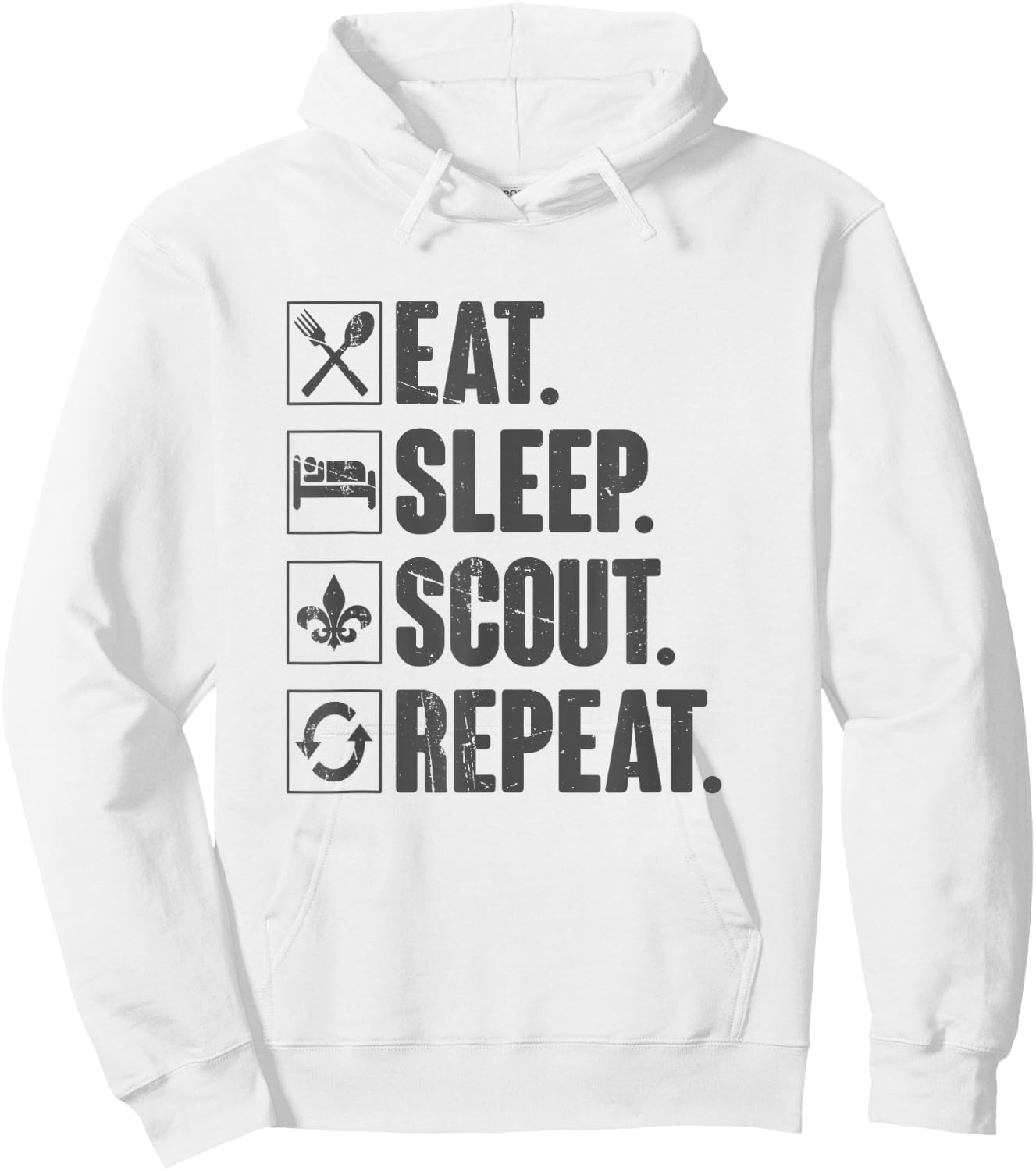 Eat Sleep Scout Repeat - Funny Scouting Lover Vintage Hoodie - Hoodie | White