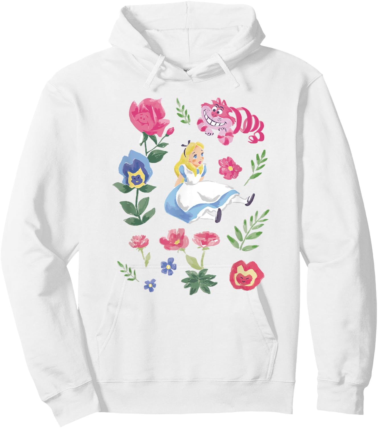 Disney Alice in Wonderland Alice Cheshire Cat Floral Hoodie - Hoodie | White