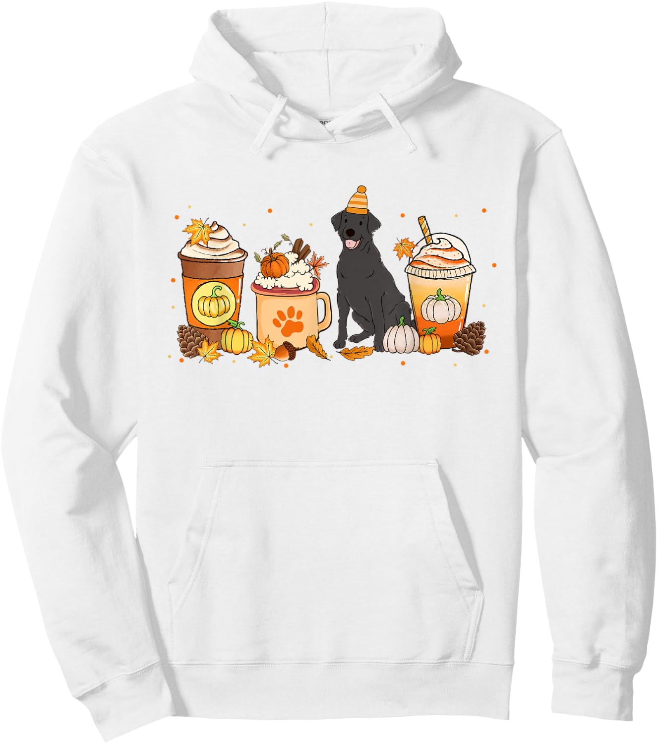 Labrador Retriever Coffee Pumpkin Spice Fall Thanksgiving Hoodie - Hoodie | White