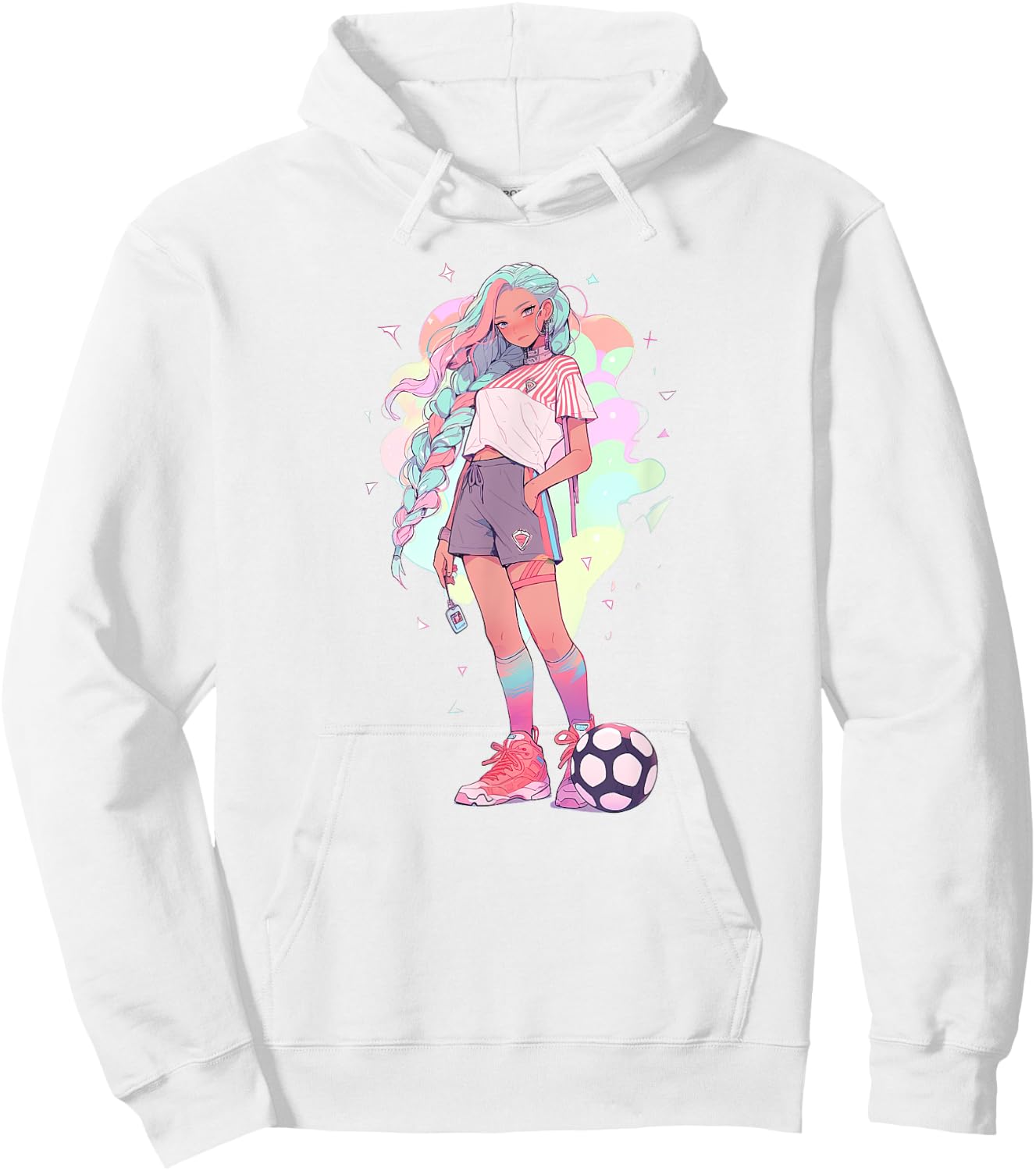 Soccer Girl in funny Pastel japan Anime Aesthetic japanese Hoodie - Hoodie | White