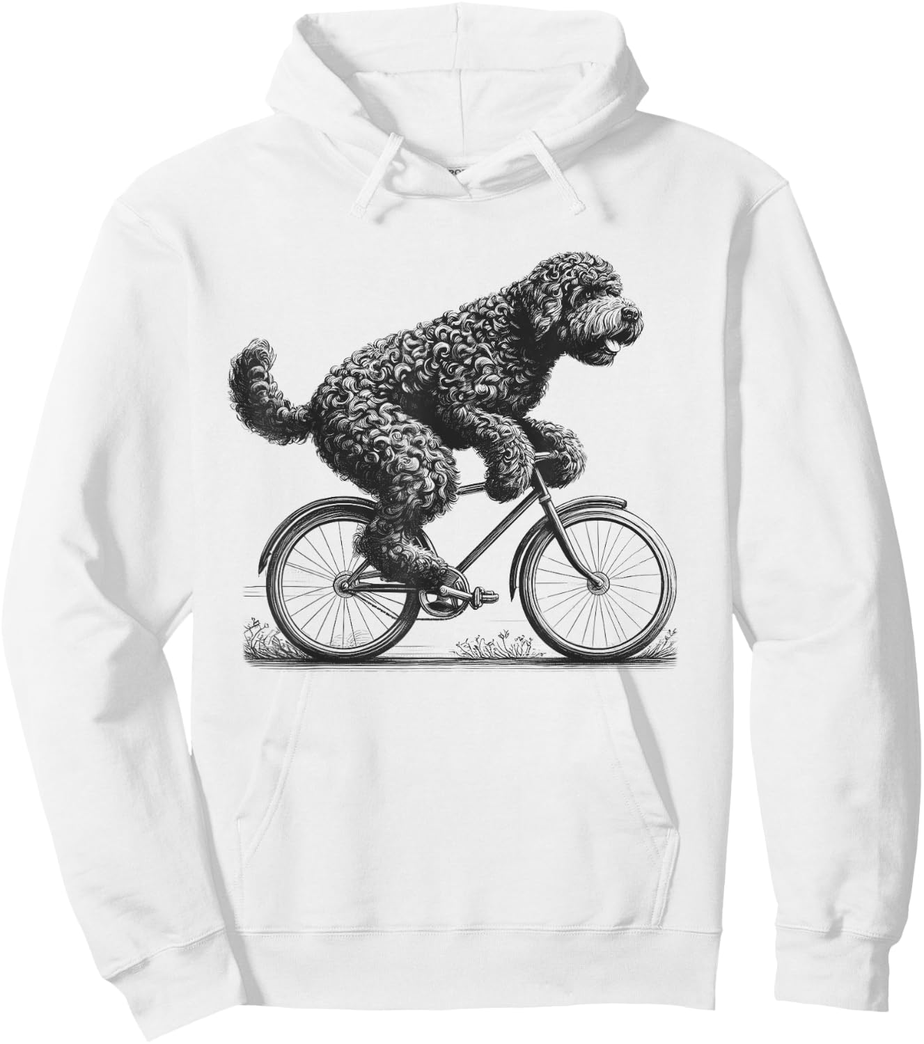 Portuguese Water Dog Riding a Bike Bicycle Biker Cycling Men Women Girls Kids Hoodie - Hoodie | White