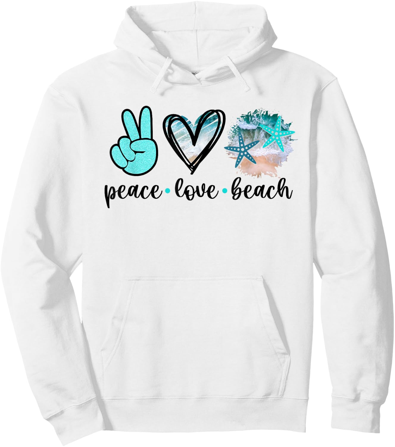 Peace Love Beach - Summer Hippie Ocean Vacation Sun Seaside Hoodie - Hoodie | White
