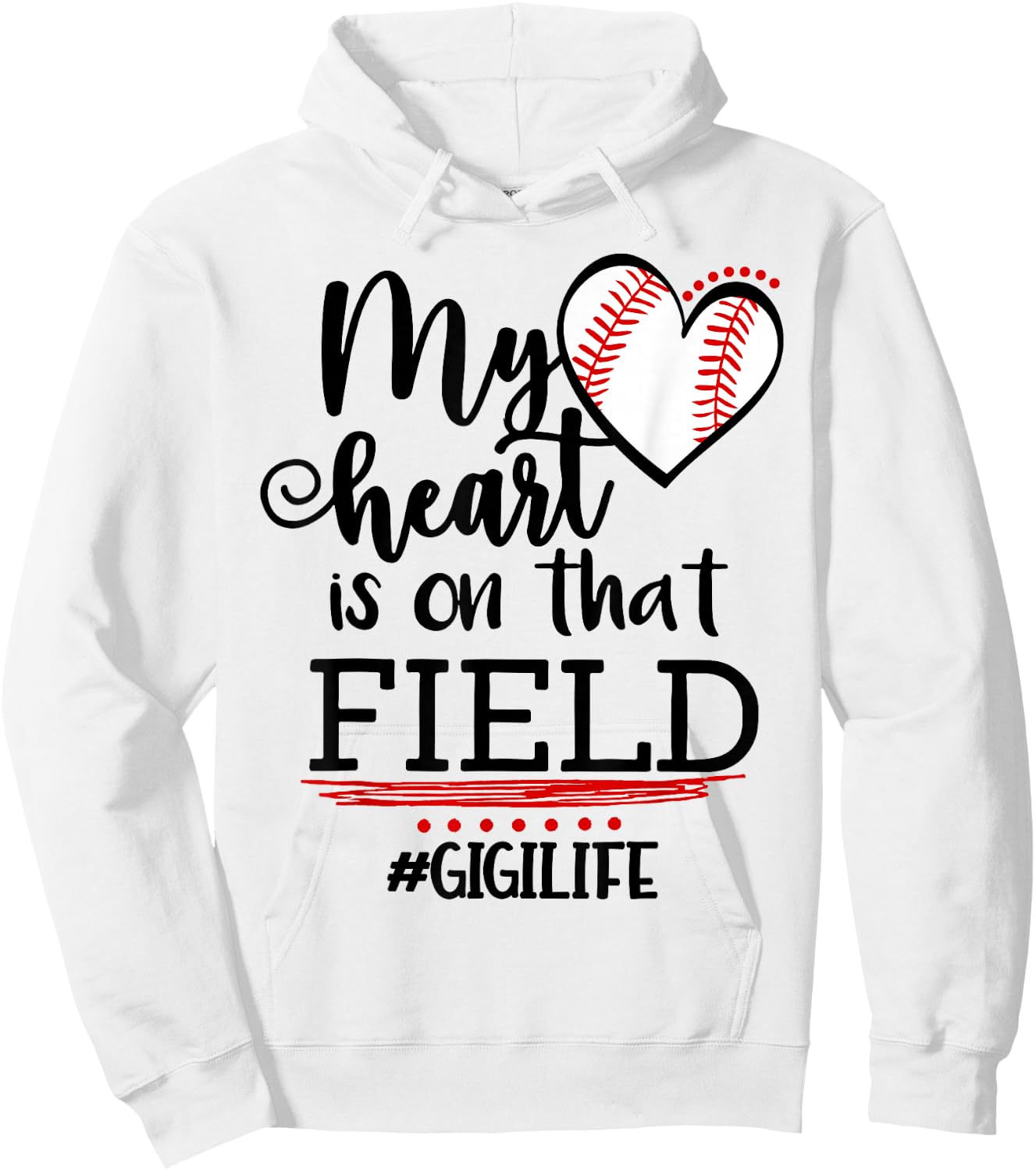 My Heart is on That Field Ballpark Baseball Grandma Gigi Hoodie - Hoodie | White