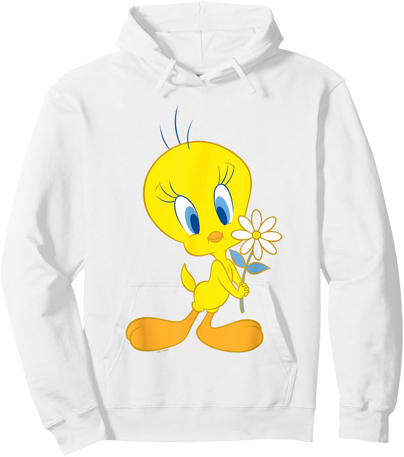 Looney Tunes Cute Tweety Bird Holding A Flower Logo Hoodie - Hoodie | White