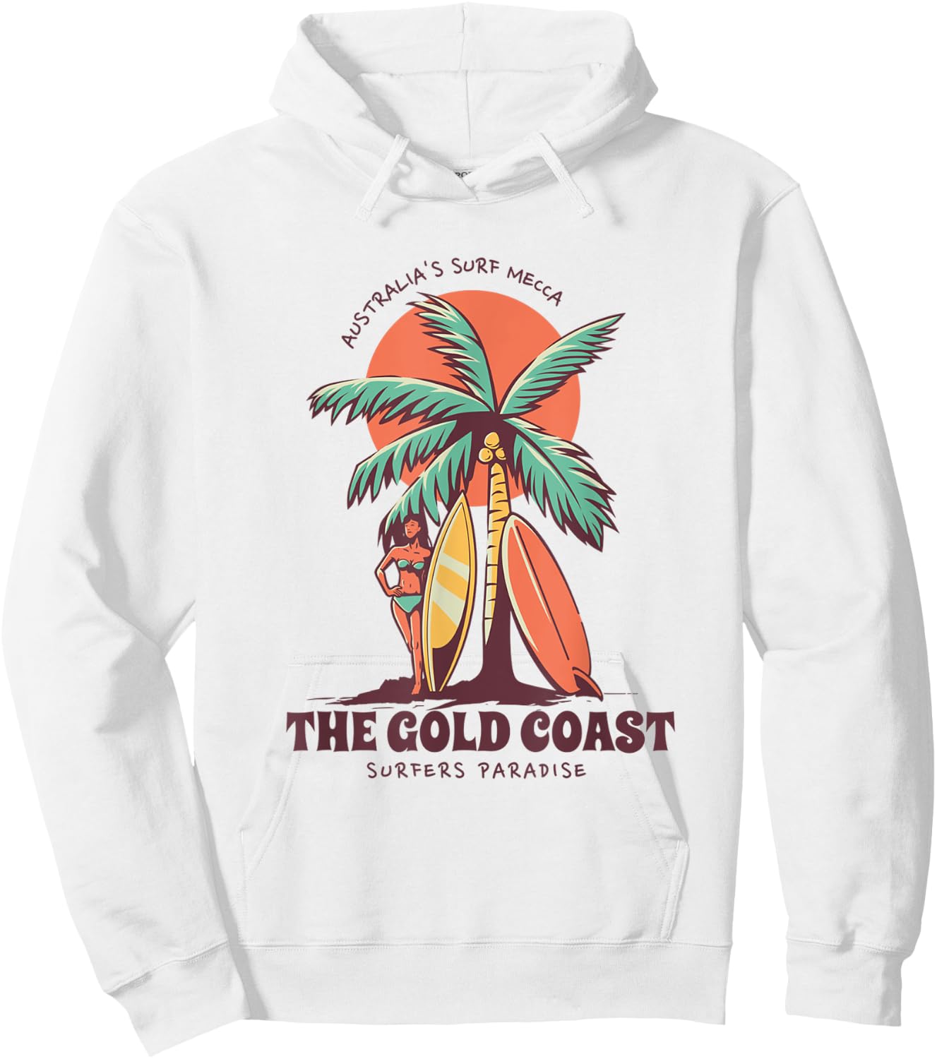 Surfers Paradise Gold Coast Australia Novelty Surfing Hoodie - Hoodie | White