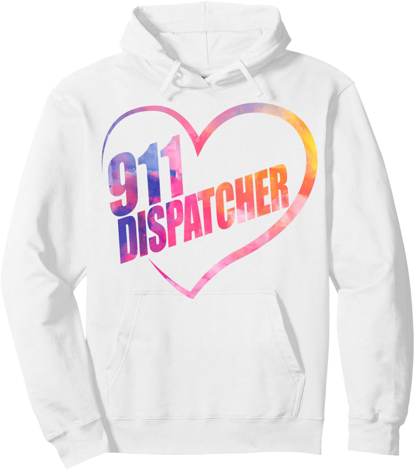911 Dispatcher Thin Gold Yellow Line Heart 911 Dispatcher Hoodie - Hoodie | White