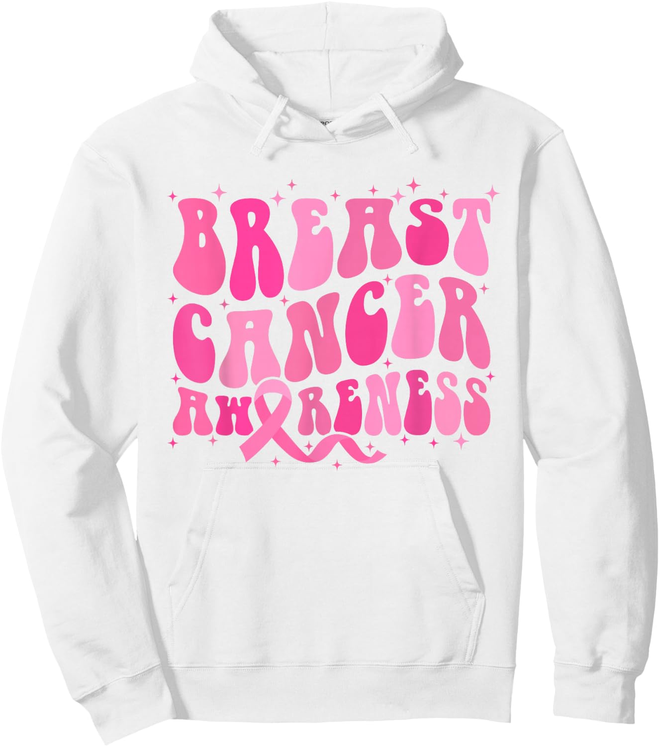 Groovy Breast Cancer Awareness Month Hoodie - Hoodie | White
