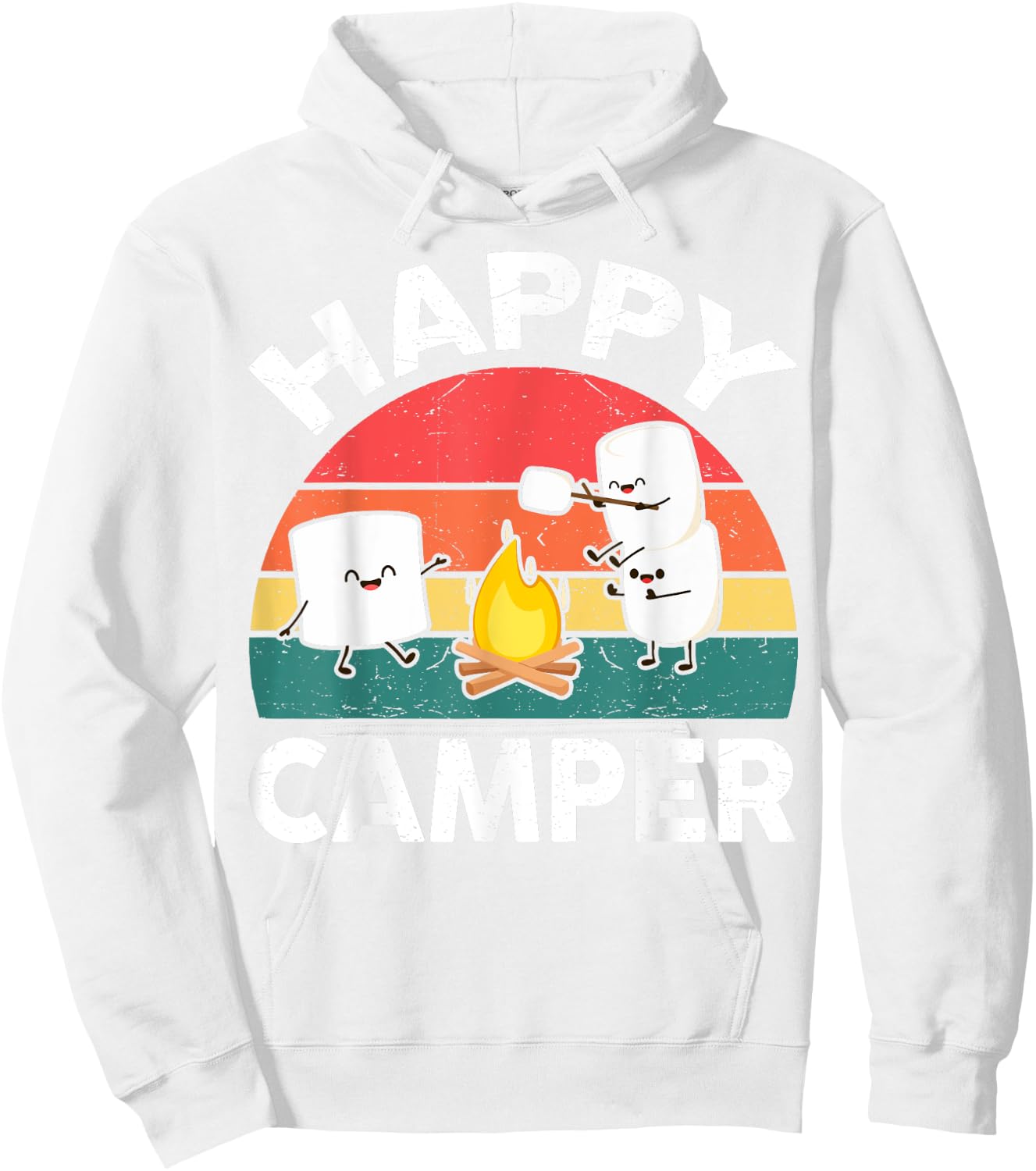 Funny Happy Camper Kids Boy Girl Toddler Marshmallow Camping Hoodie - Hoodie | White
