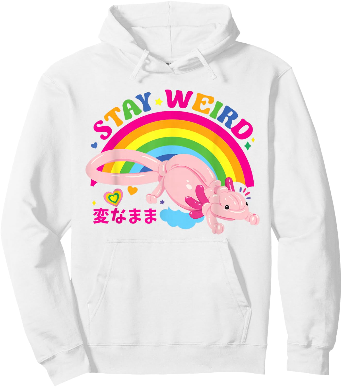 Kidcore Clothes Balloon Axolotl Aesthetic Decora Stay Weird Hoodie - Hoodie | White