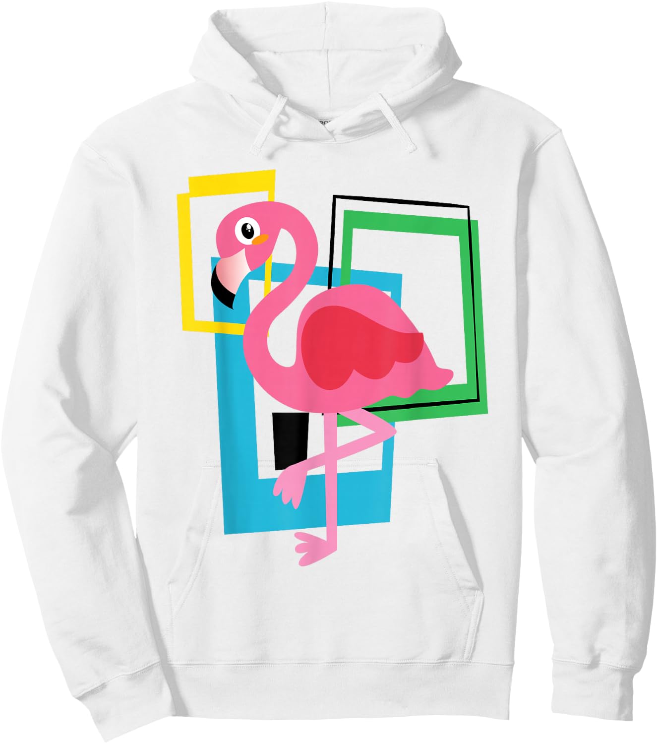 Midcentury Mid Century Pink Flamingo Retro Geometric Modern Hoodie - Hoodie | White