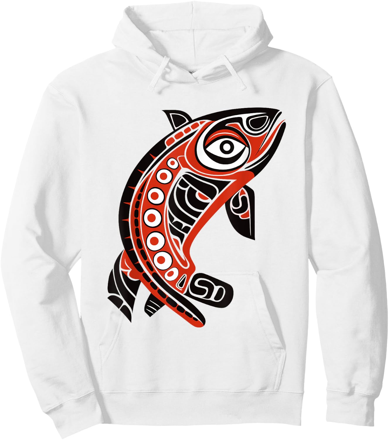Native American Pacific Northwest Coast Art Tribal Salmon Hoodie - Hoodie | White