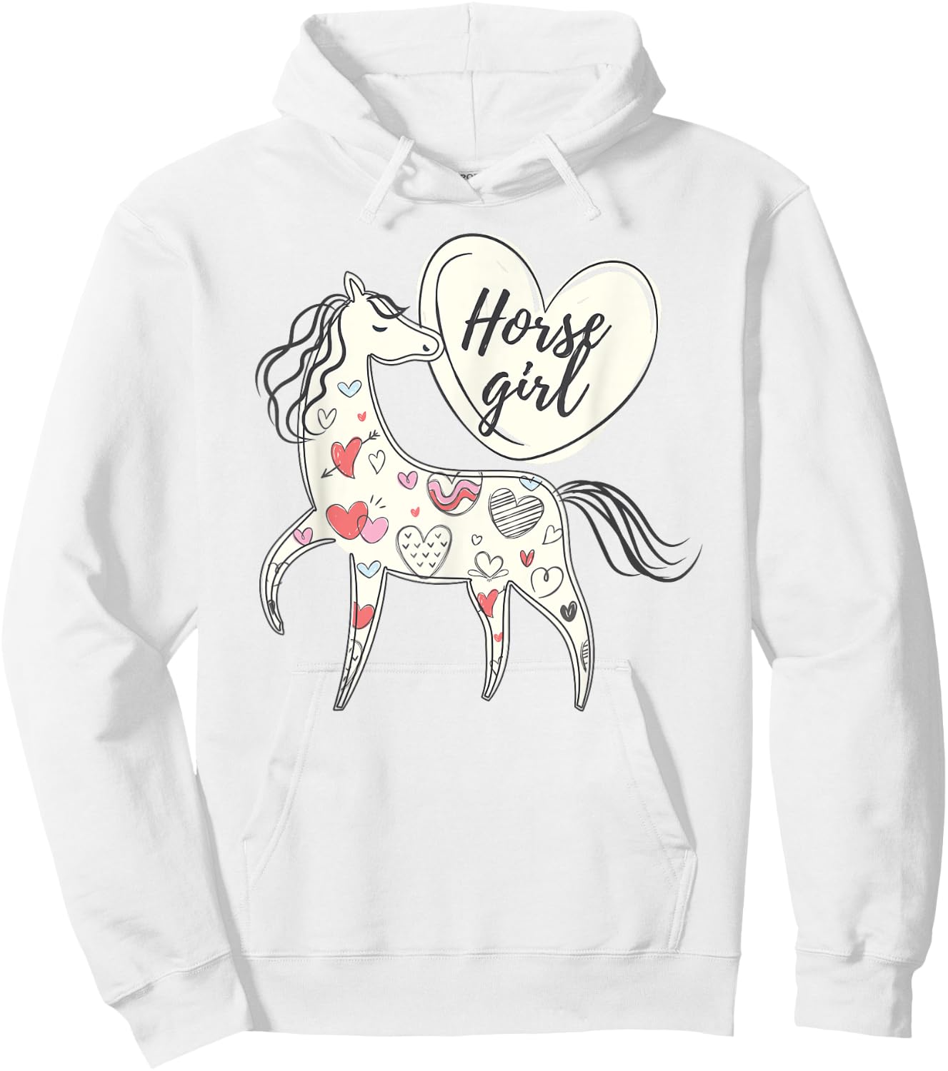Horse girl horse lover big loveheart pretty heart cool girls Hoodie - Hoodie | White
