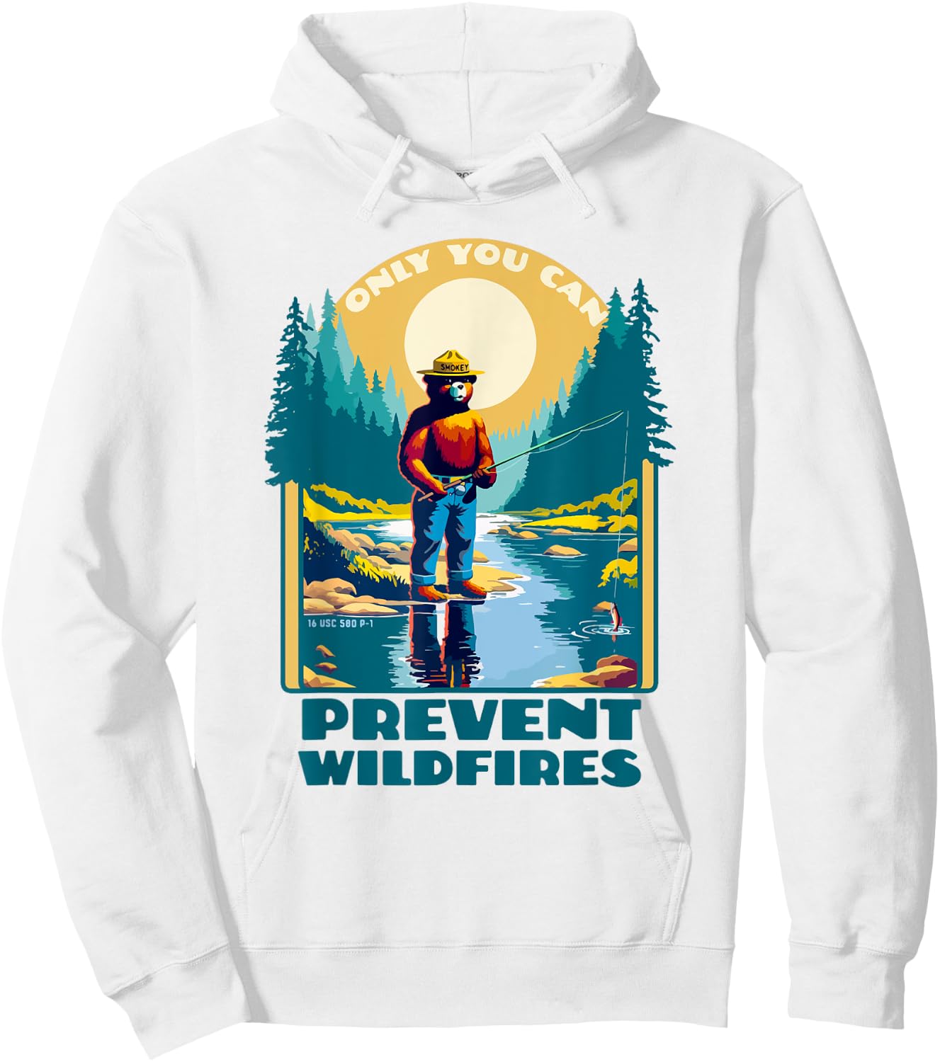 Fishing Smokey Bear Only You Can Prevent Wildfires Vintage Hoodie - Hoodie | White