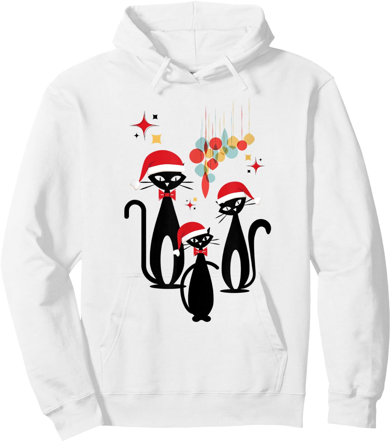 Funny Christmas Retro Mid Century Modern Cat Cool Women's Hoodie - Hoodie | White
